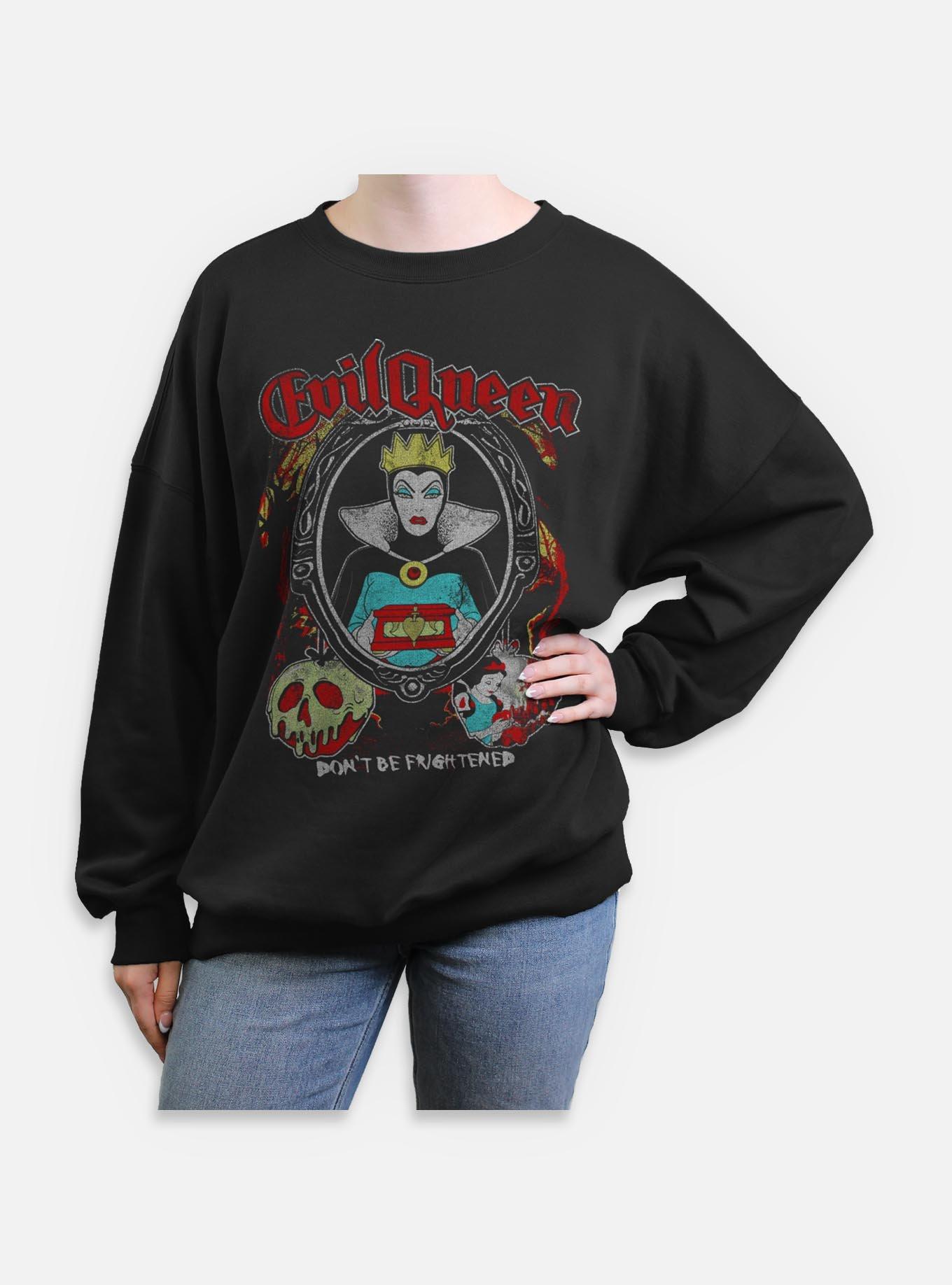 Disney Snow White and the Seven Dwarfs Evil Queen Don't Be Frightened Womens Oversized Sweatshirt, BLACK, hi-res