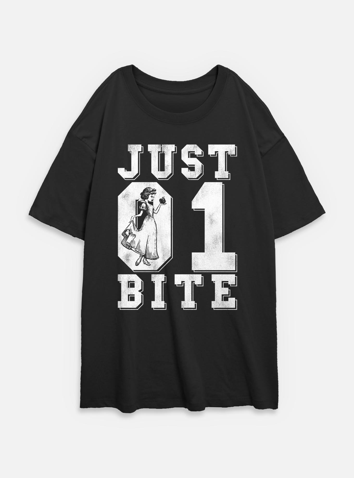 Disney Snow White and the Seven Dwarfs Just 01 Bite Womens Oversized T-Shirt, BLACK, hi-res