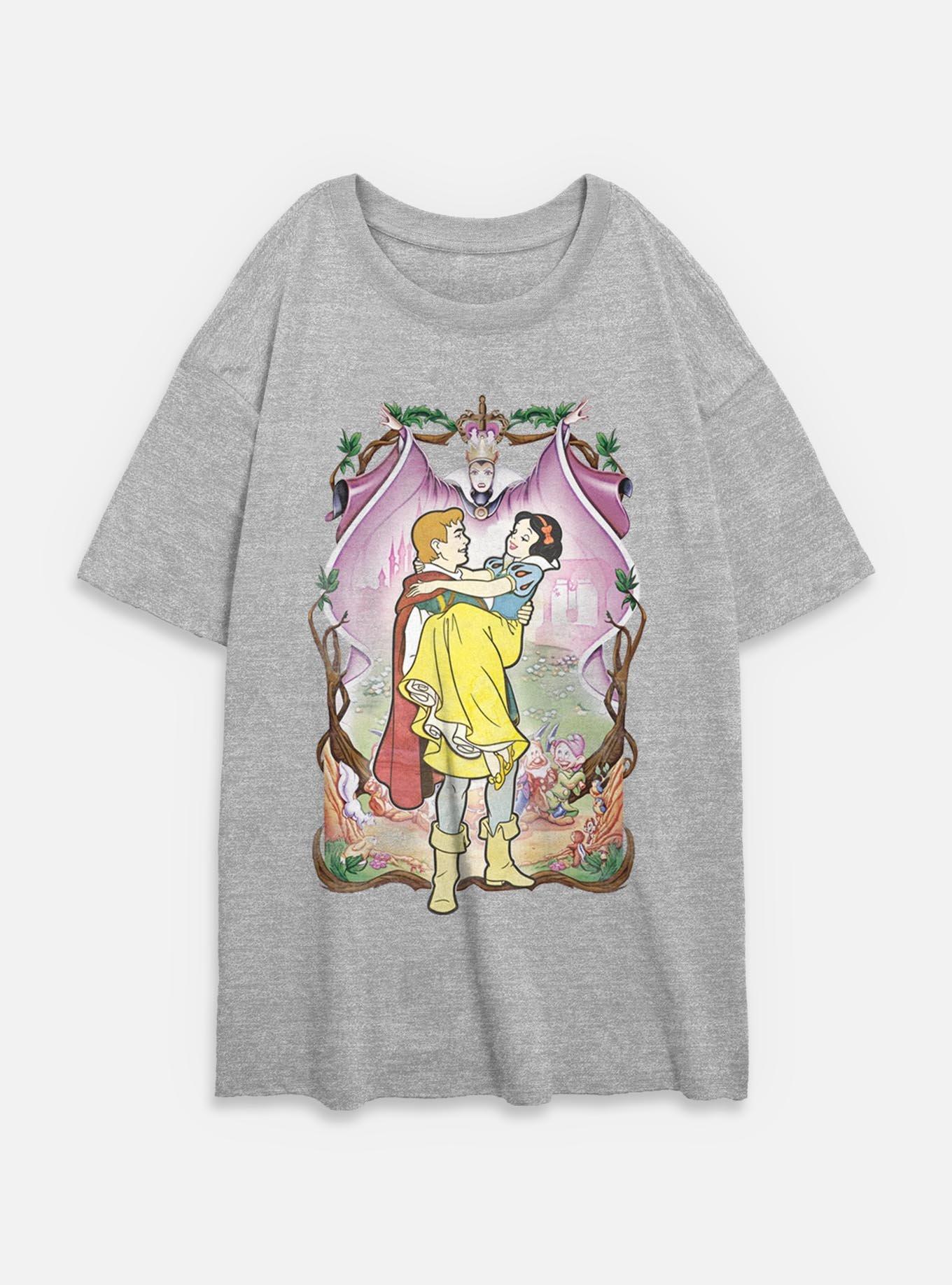 Disney Snow White and the Seven Dwarfs In Love Poster Womens Oversized T-Shirt, ATH HTR, hi-res