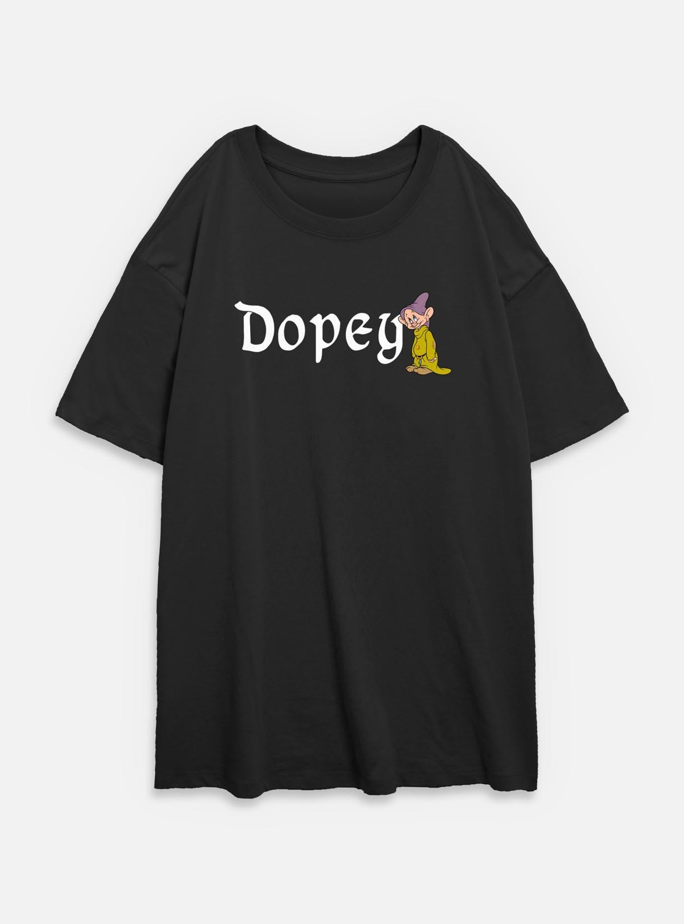 Disney Snow White and the Seven Dwarfs Dopey Character Womens Oversized T-Shirt, BLACK, hi-res
