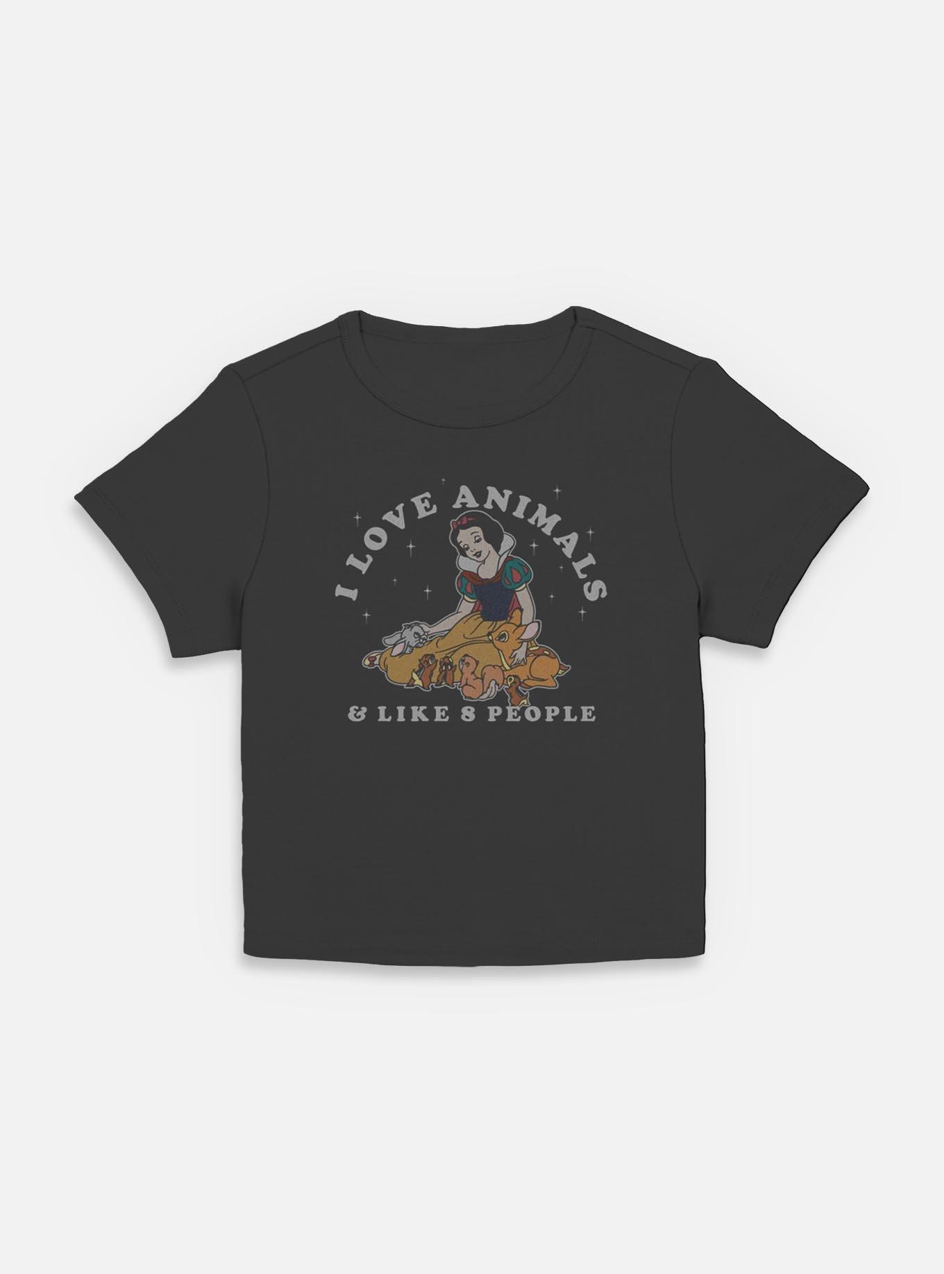 Disney Snow White and the Seven Dwarfs I Love Animals & Like 8 People Women Baby T-Shirt, BLACK, hi-res