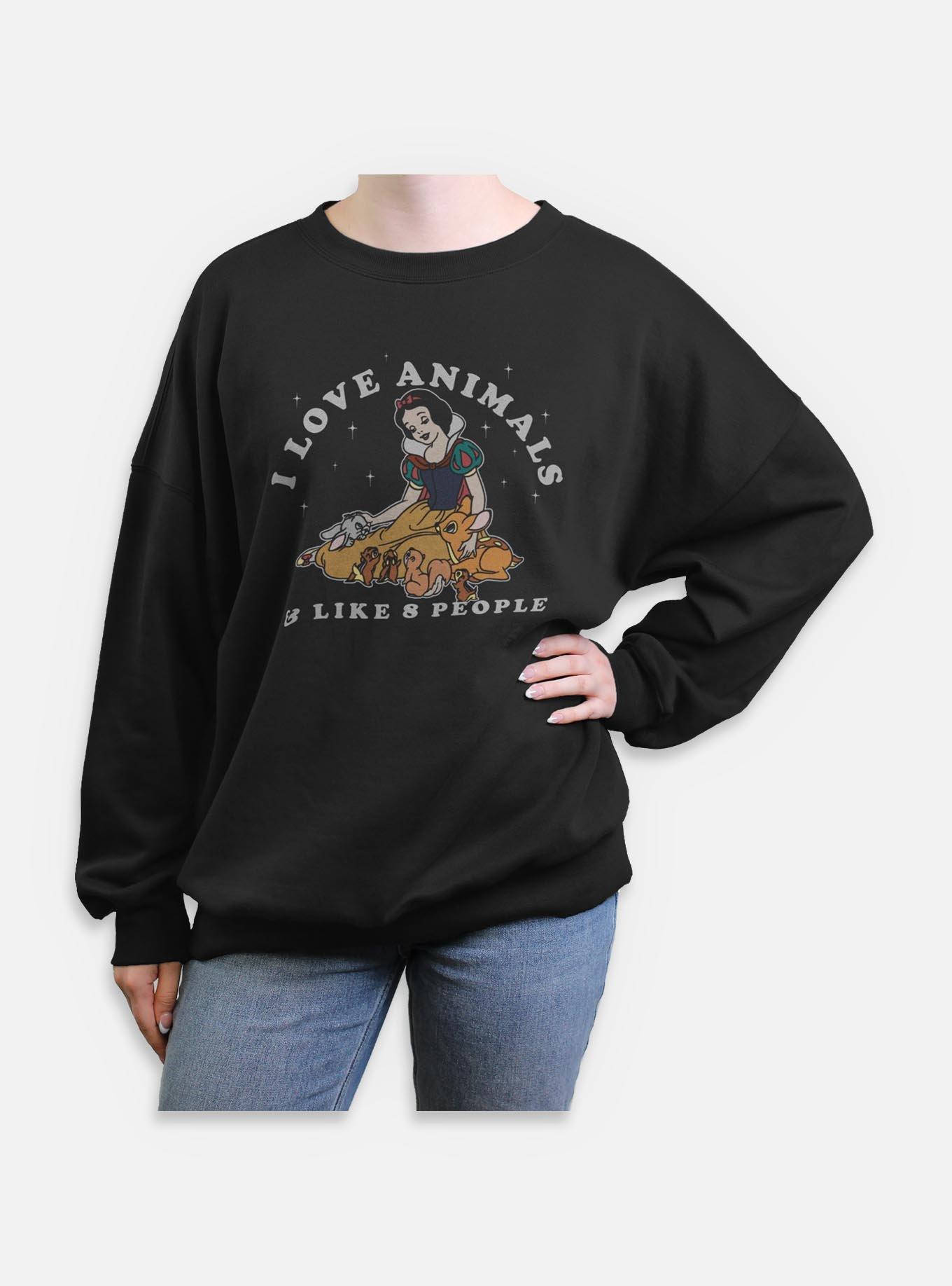 Disney Snow White and the Seven Dwarfs I Love Animals & Like 8 People Womens Oversized Sweatshirt, , hi-res