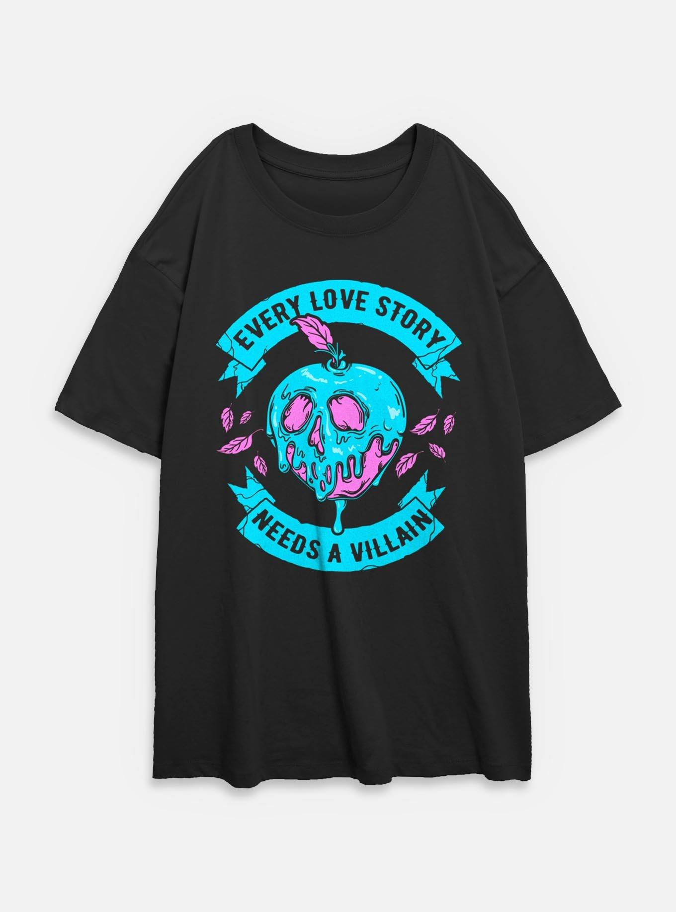 Disney Snow White and the Seven Dwarfs Everey Love Story Needs A Villain Womens Oversized T-Shirt, , hi-res