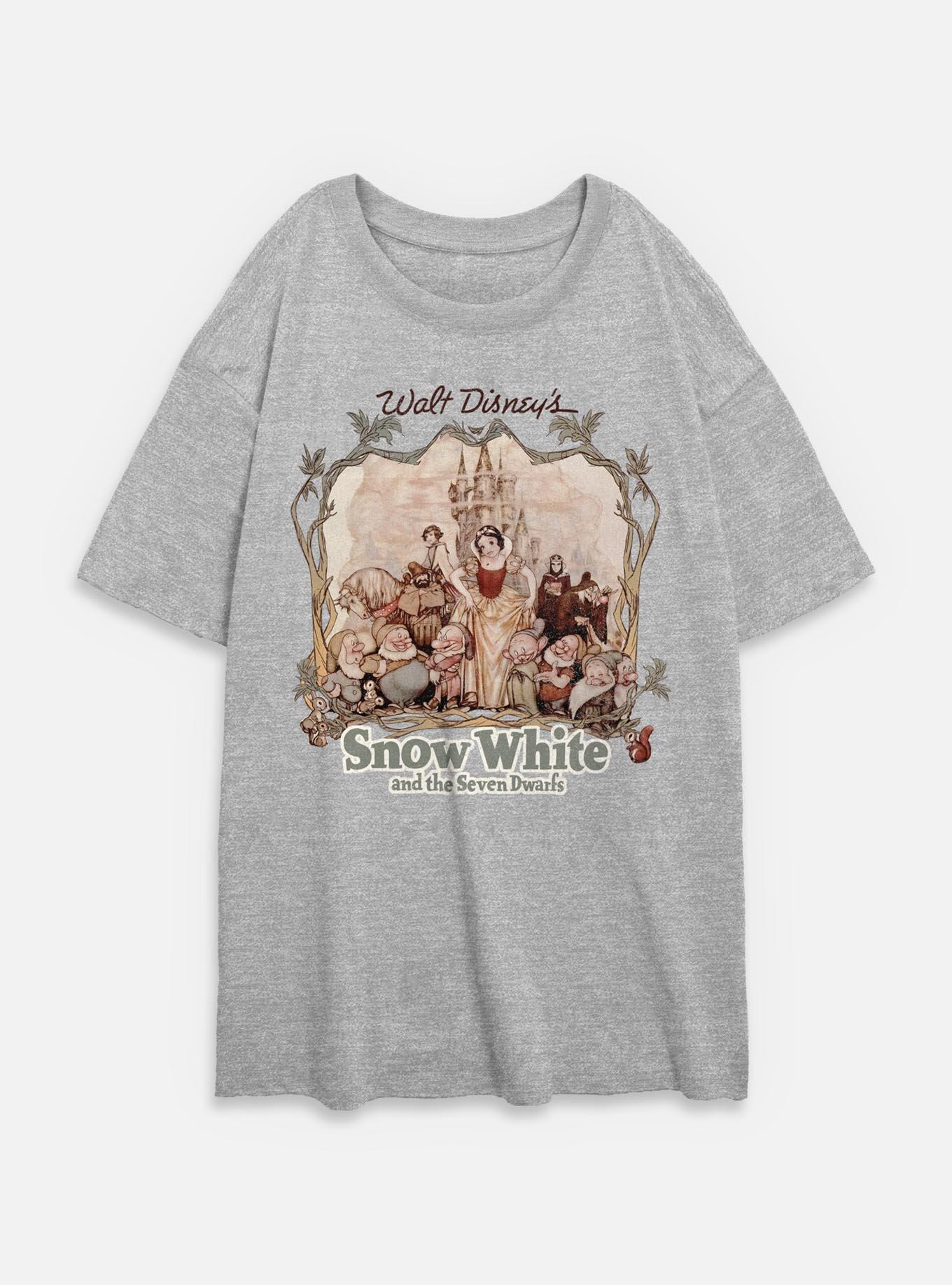 Disney Snow White and the Seven Dwarfs Retro Portrait Womens Oversized T-Shirt, ATH HTR, hi-res