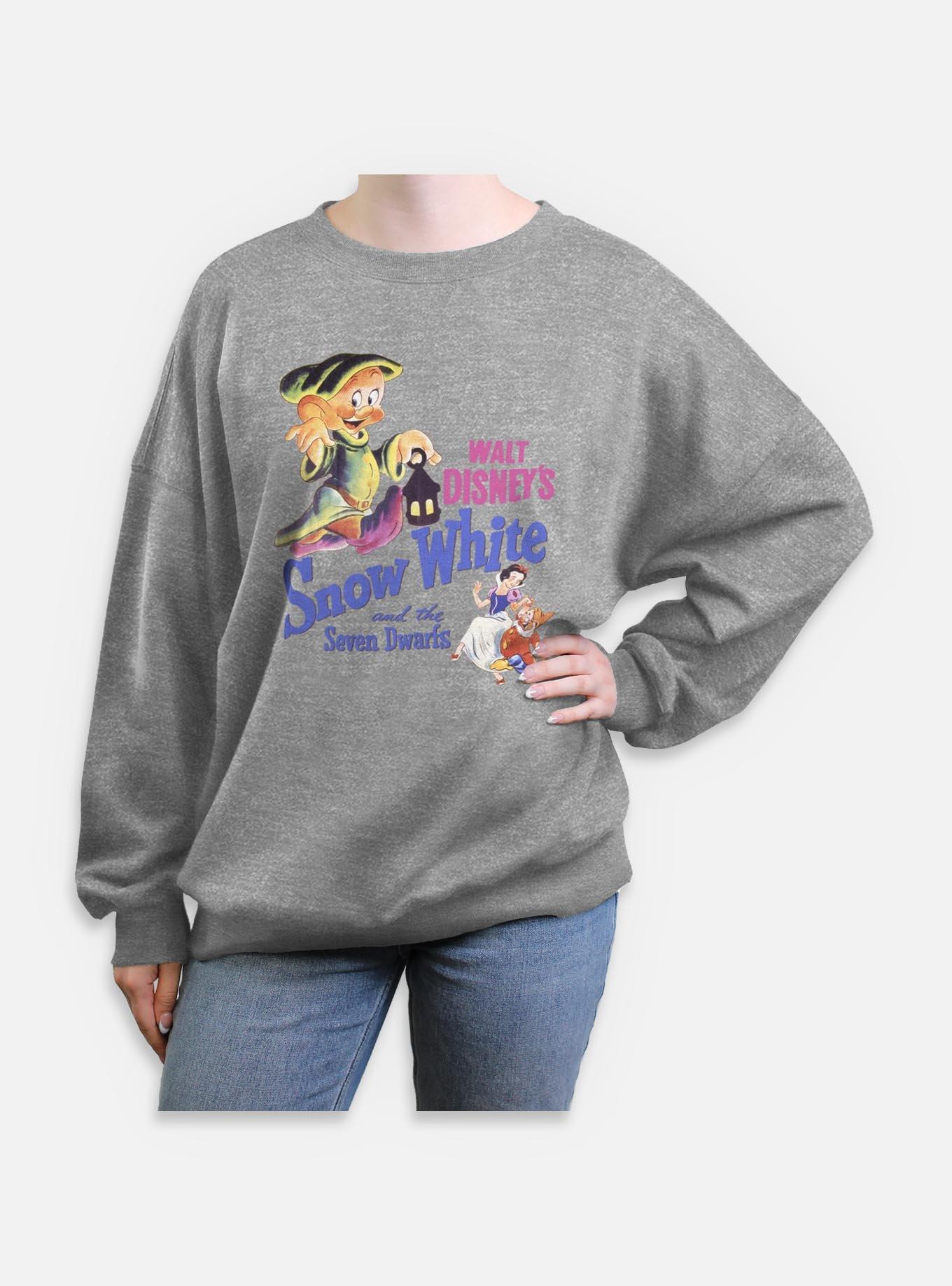 Disney Snow White and the Seven Dwarfs Dwarf Illustration Retro Womens Oversized Sweatshirt, , hi-res