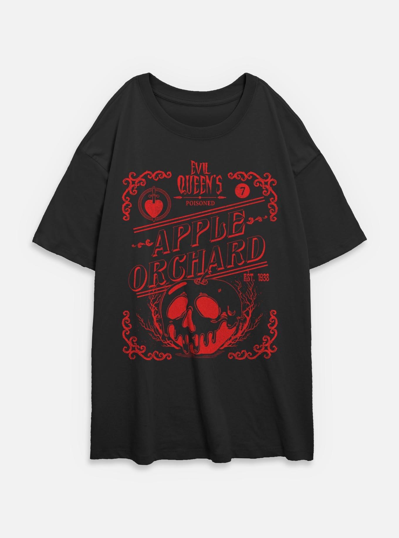 Disney Snow White and the Seven Dwarfs Evil Queen Apple Orchard Womens Oversized T-Shirt, BLACK, hi-res
