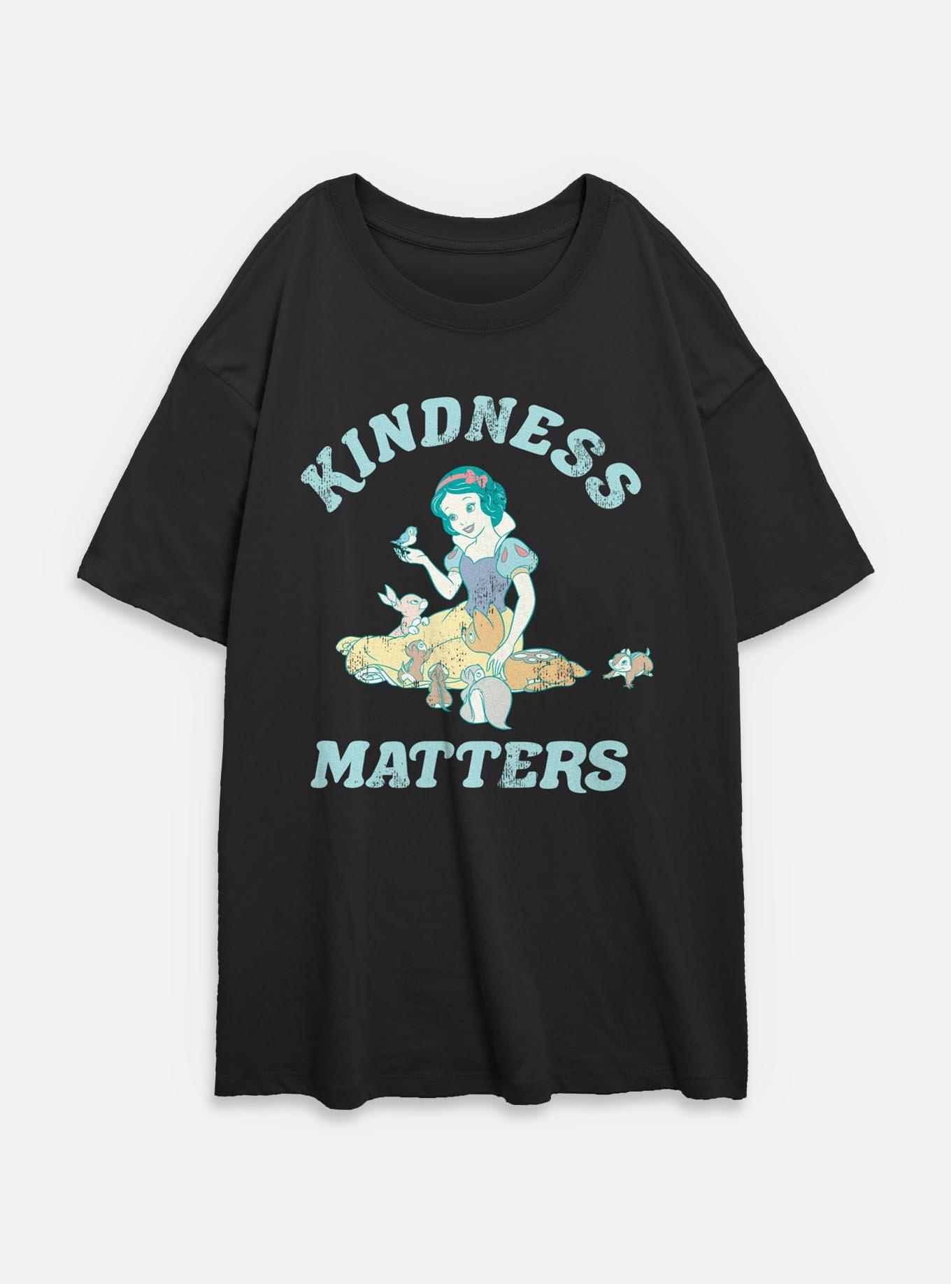 Disney Snow White and the Seven Dwarfs Kindness Matters Womens Oversized T-Shirt, BLACK, hi-res