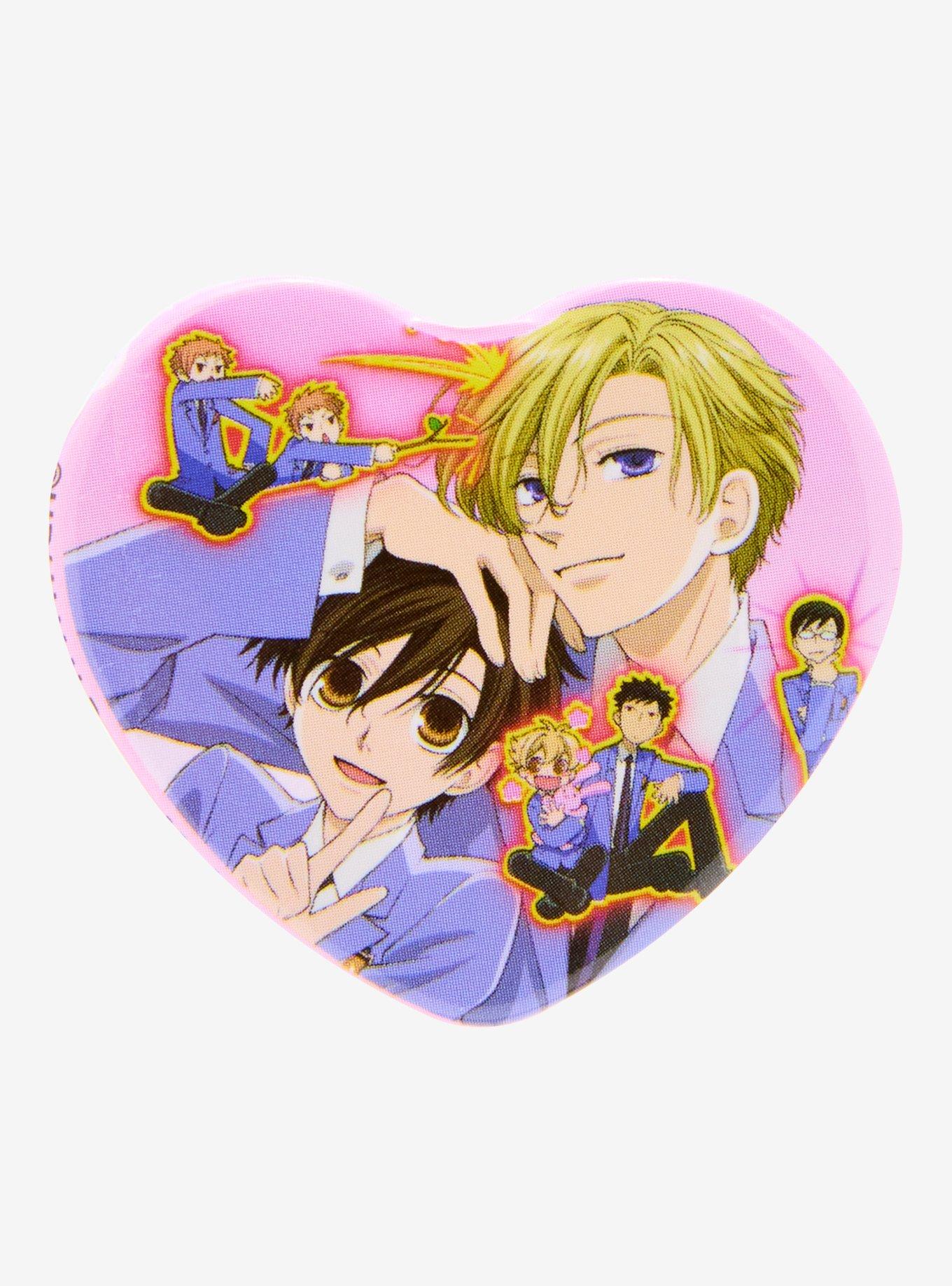 Ouran High School Host Club Group Portrait Heart Button Pin, , hi-res