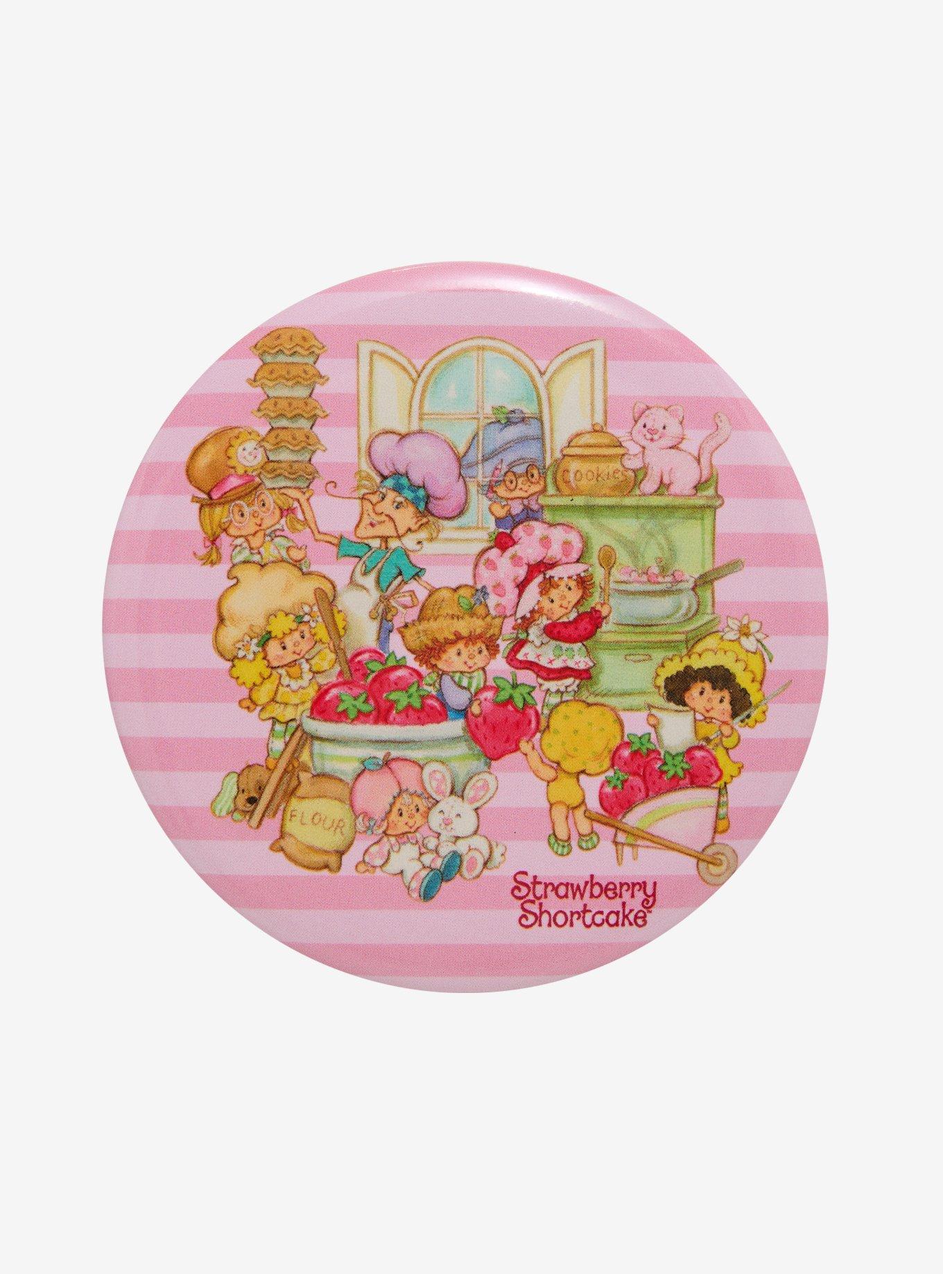 Strawberry Shortcake Baking Scene Circle Button Pin, , hi-res