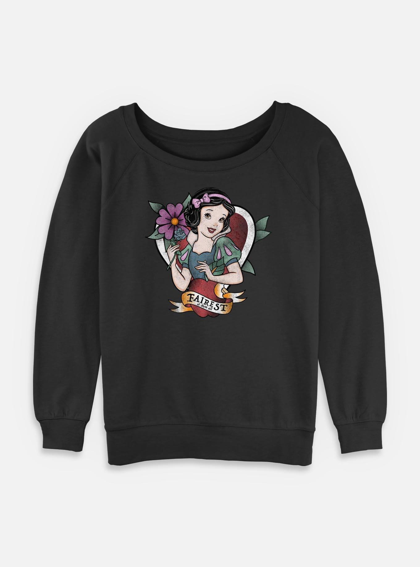 Disney Snow White and the Seven Dwarfs Fairest Tattoo Style Womens Slouchy Sweatshirt, , hi-res