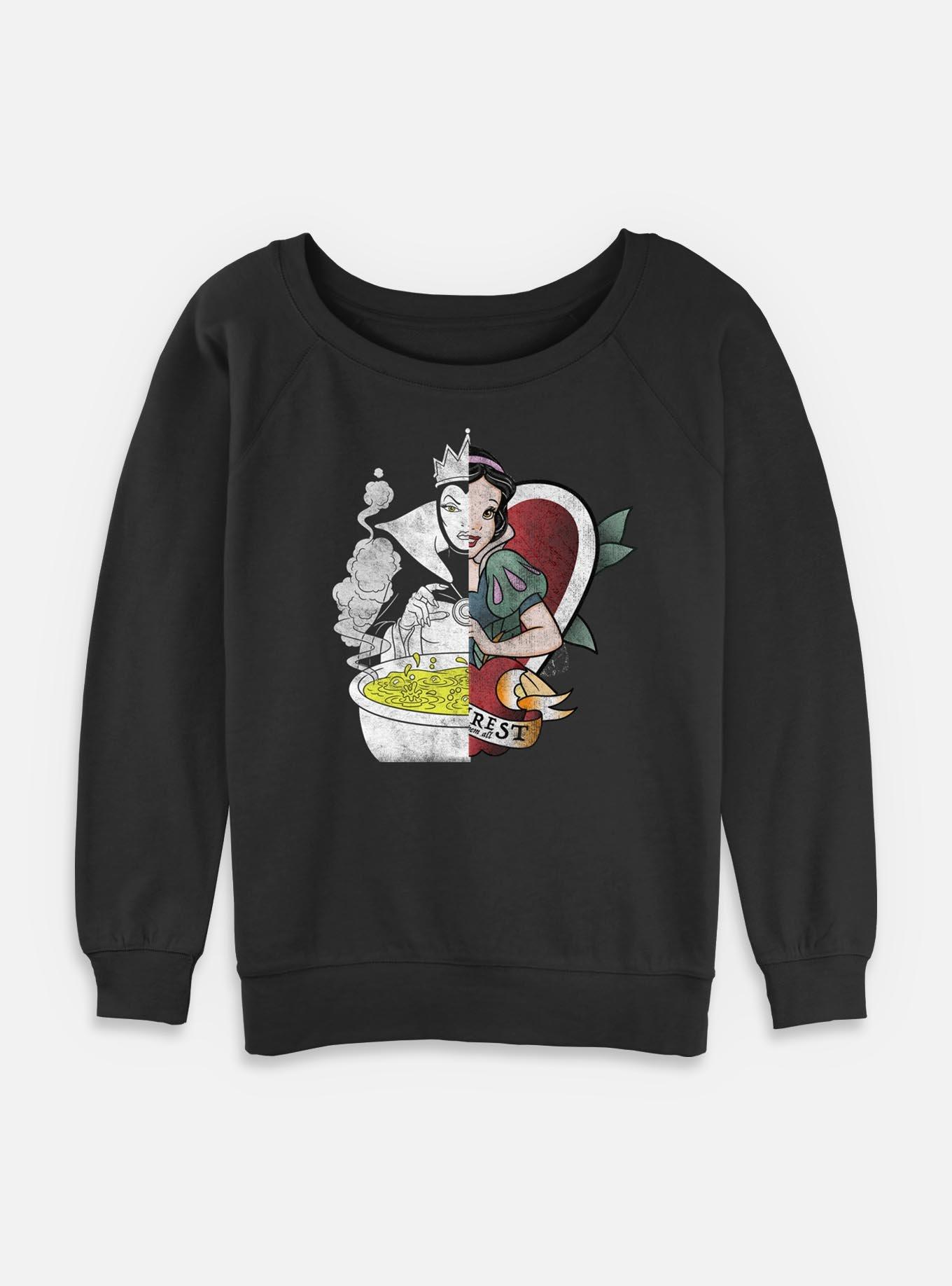 Disney Snow White and the Seven Dwarfs Split Evil Queen Snow White Womens Slouchy Sweatshirt, , hi-res