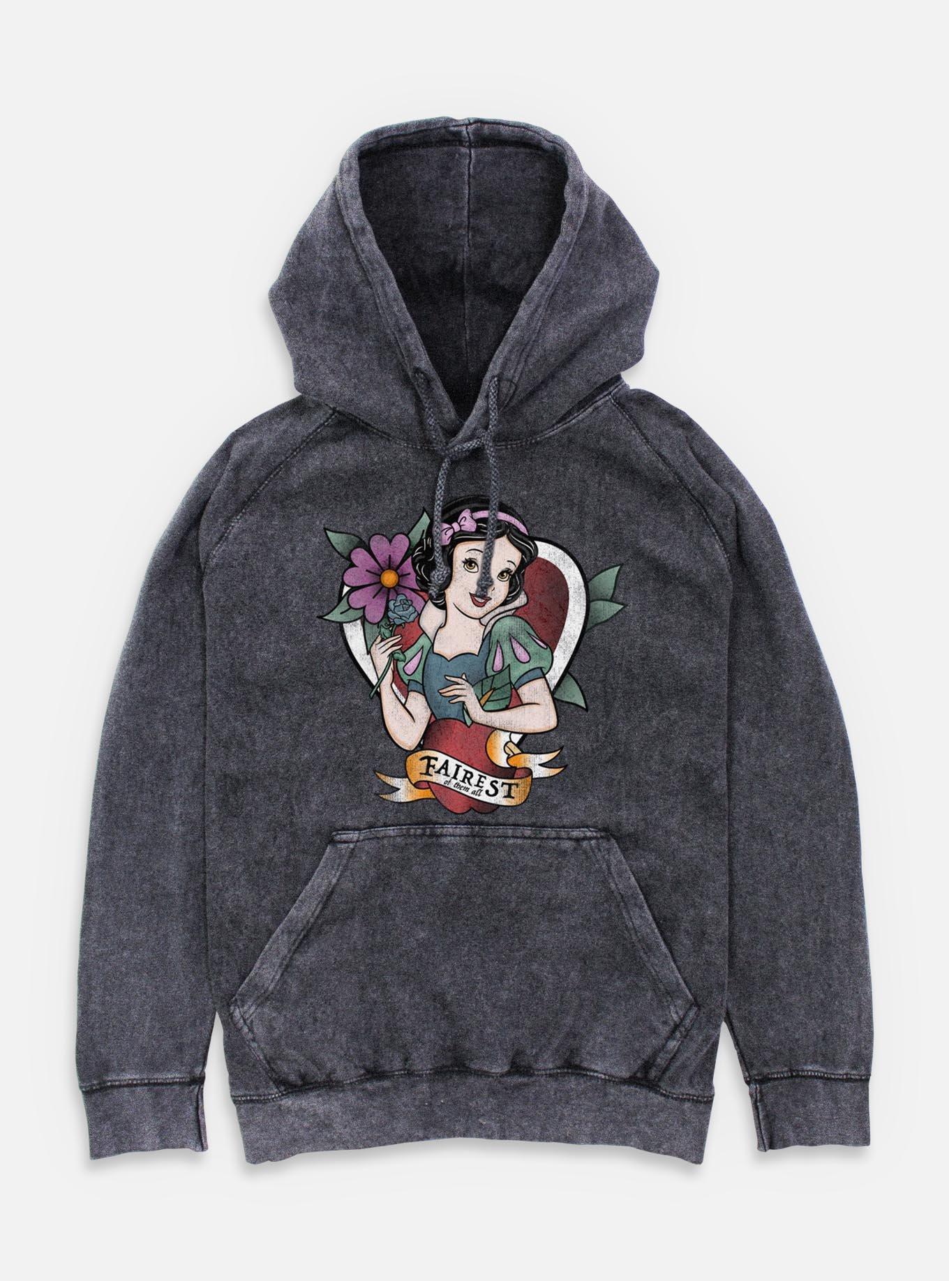 Disney Snow White and the Seven Dwarfs Fairest Tattoo Style Mineral Wash Hoodie, , hi-res