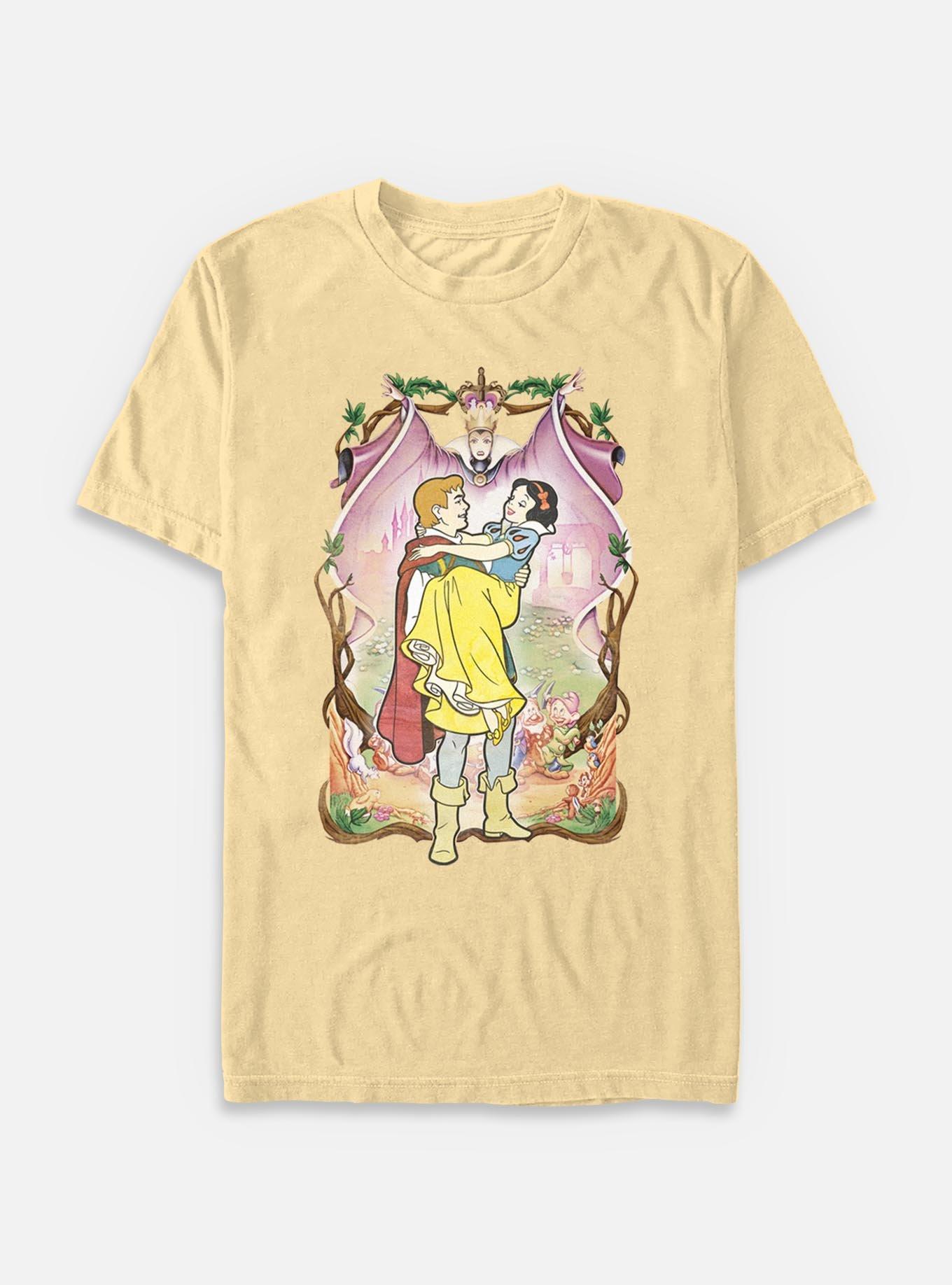 Disney Snow White and the Seven Dwarfs In Love Poster Garment Dye T-Shirt, BUTTER, hi-res