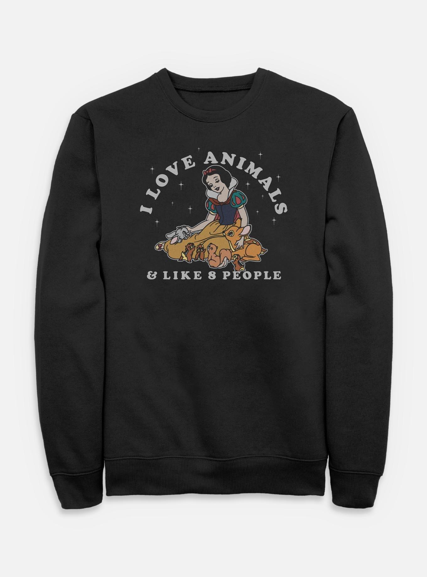 Disney Snow White and the Seven Dwarfs I Love Animals & Like 8 People Sweatshirt, , hi-res