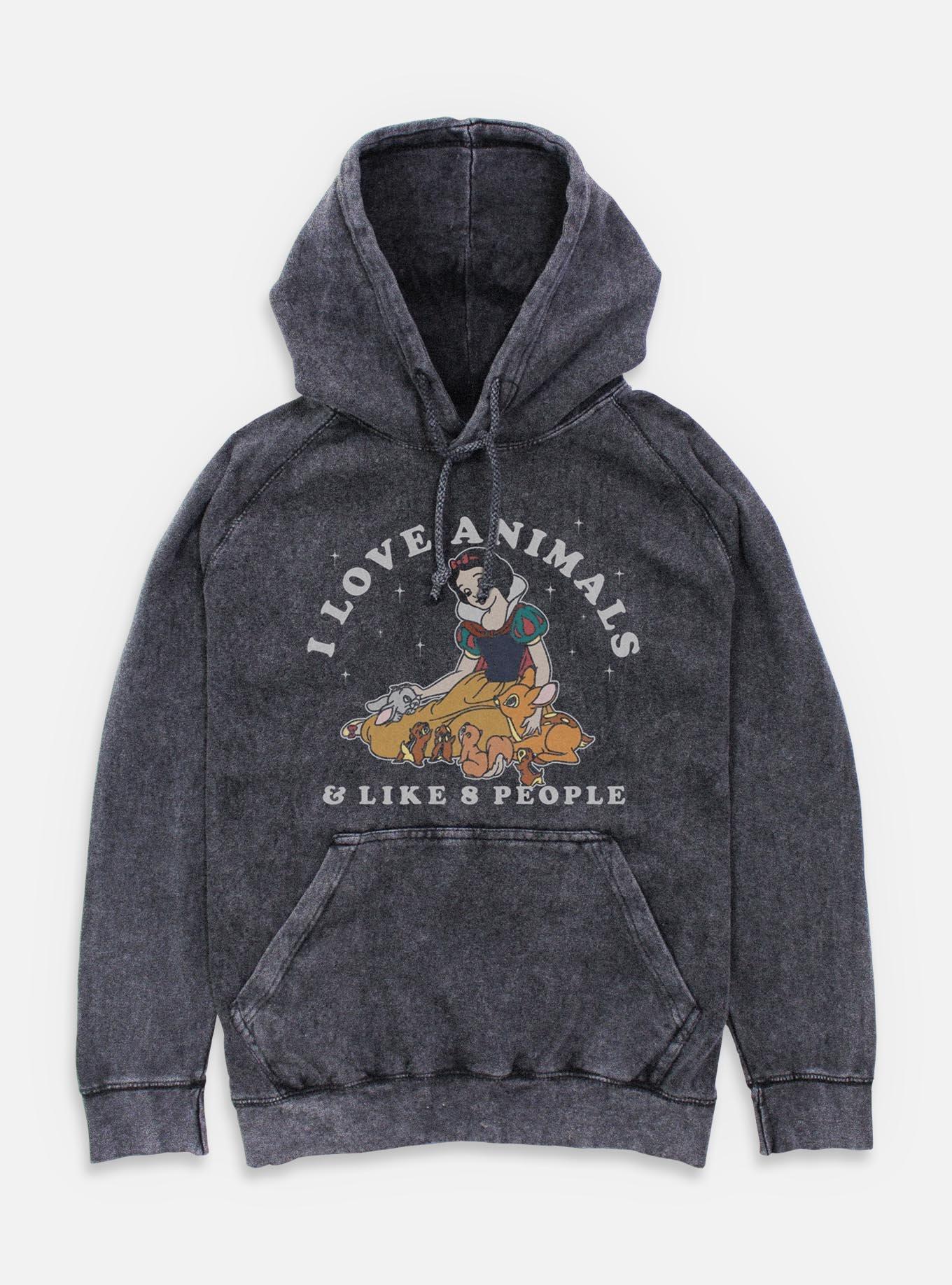 Disney Snow White and the Seven Dwarfs I Love Animals & Like 8 People Mineral Wash Hoodie, , hi-res