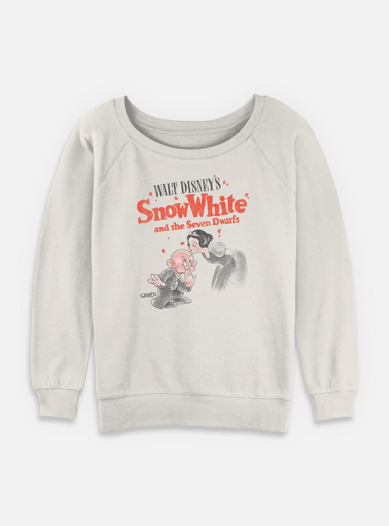 Disney Snow White and the Seven Dwarfs Sweet Kiss Womens Slouchy Sweatshirt, EGRET, hi-res