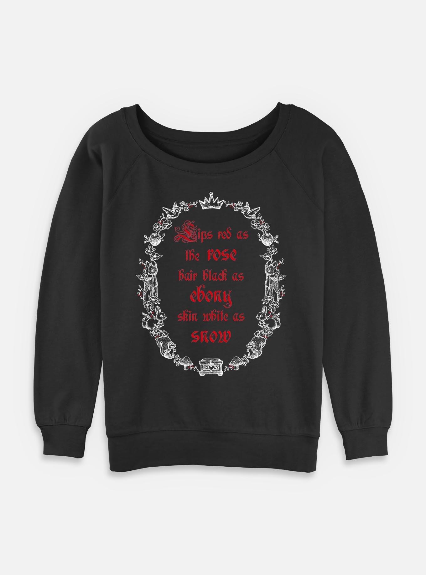 Disney Snow White and the Seven Dwarfs Poem Frame Womens Slouchy Sweatshirt, BLACK, hi-res