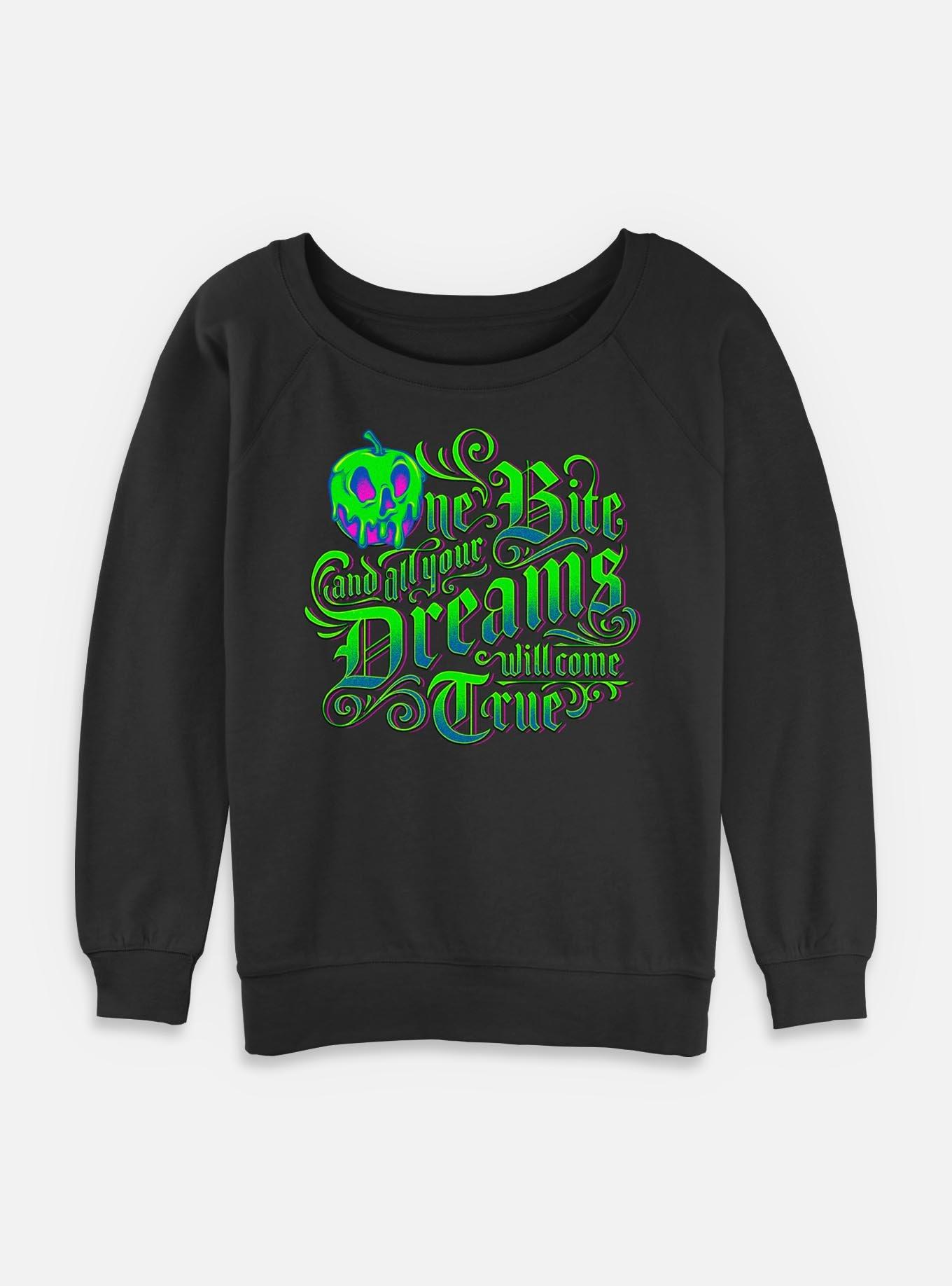 Disney Snow White and the Seven Dwarfs One Bite Dreams Come True Womens Slouchy Sweatshirt, BLACK, hi-res