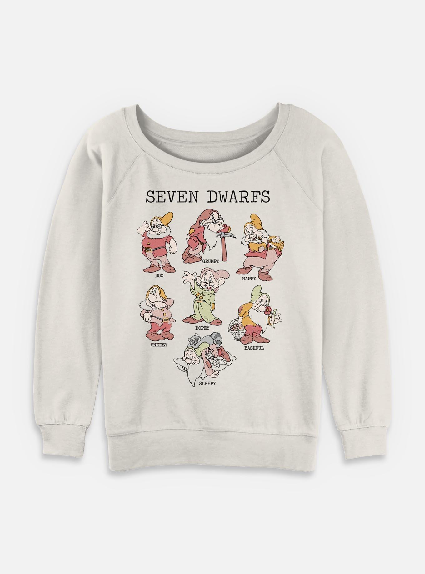 Disney Snow White and the Seven Dwarfs Seven Dwarfs Illustration Womens Slouchy Sweatshirt, , hi-res