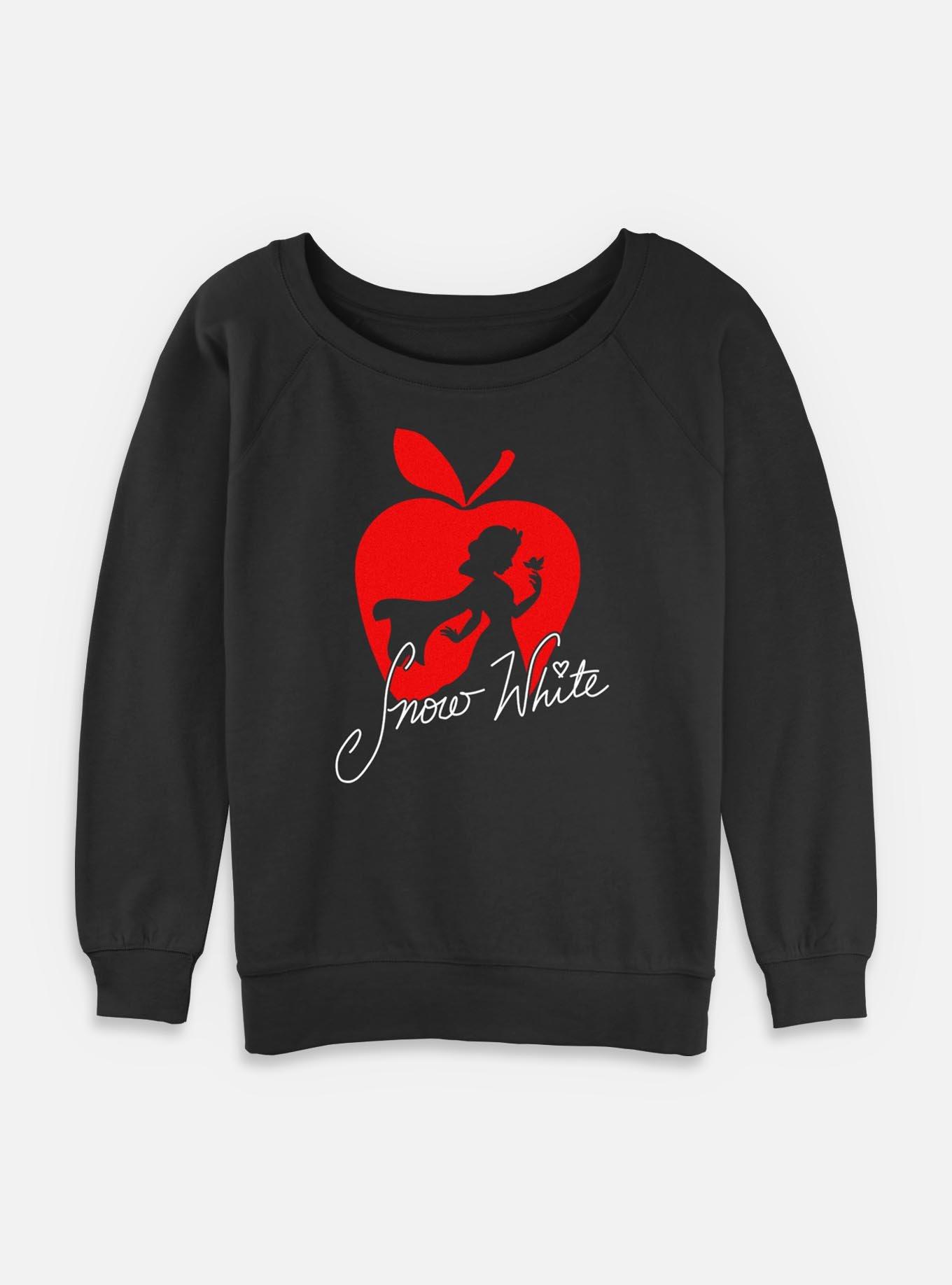 Disney Snow White and the Seven Dwarfs Apple Silhouette Womens Slouchy Sweatshirt, BLACK, hi-res