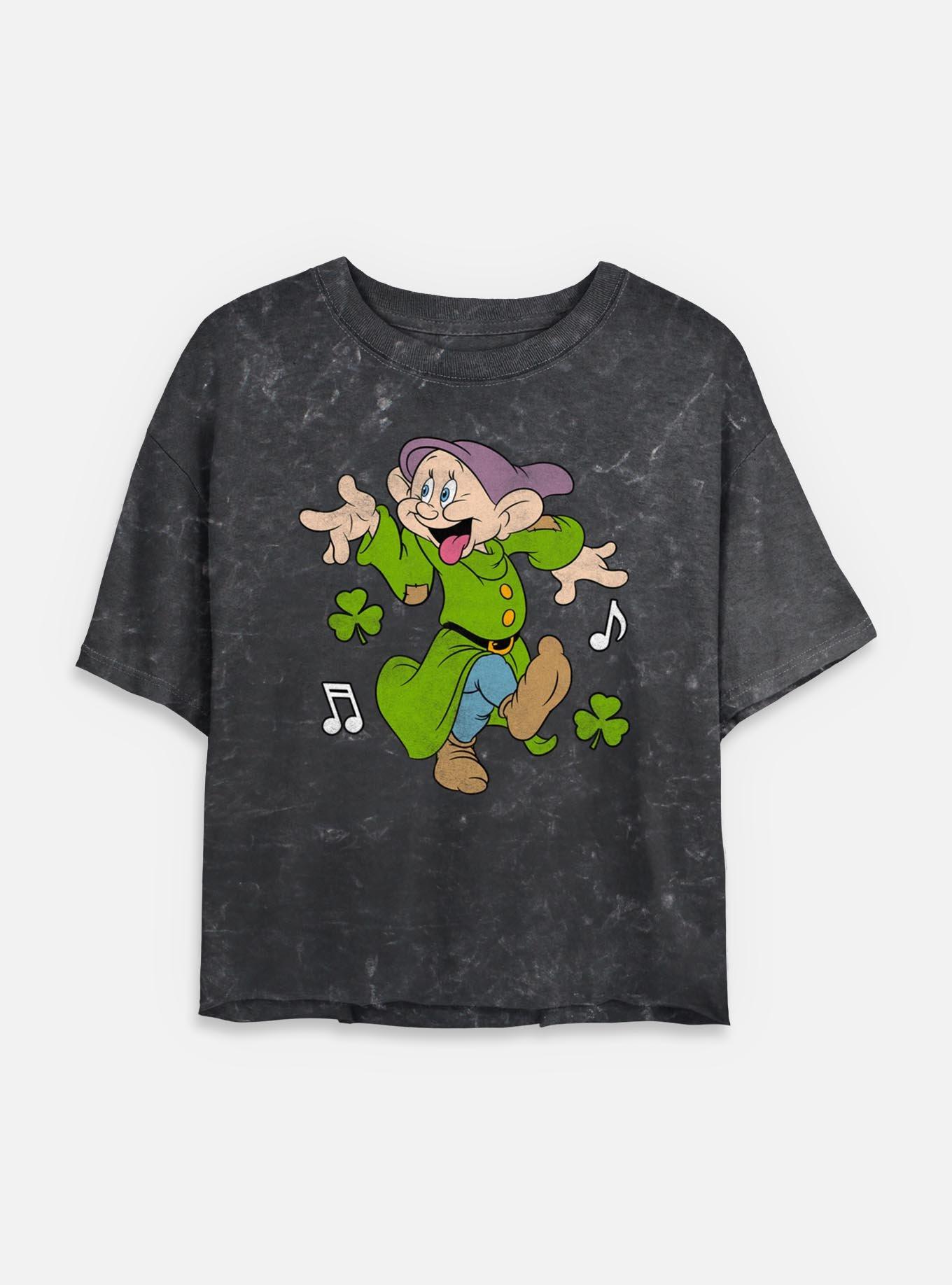 Disney Snow White and the Seven Dwarfs Dopey Dancing Mineral Wash Womens Crop T-Shirt, , hi-res