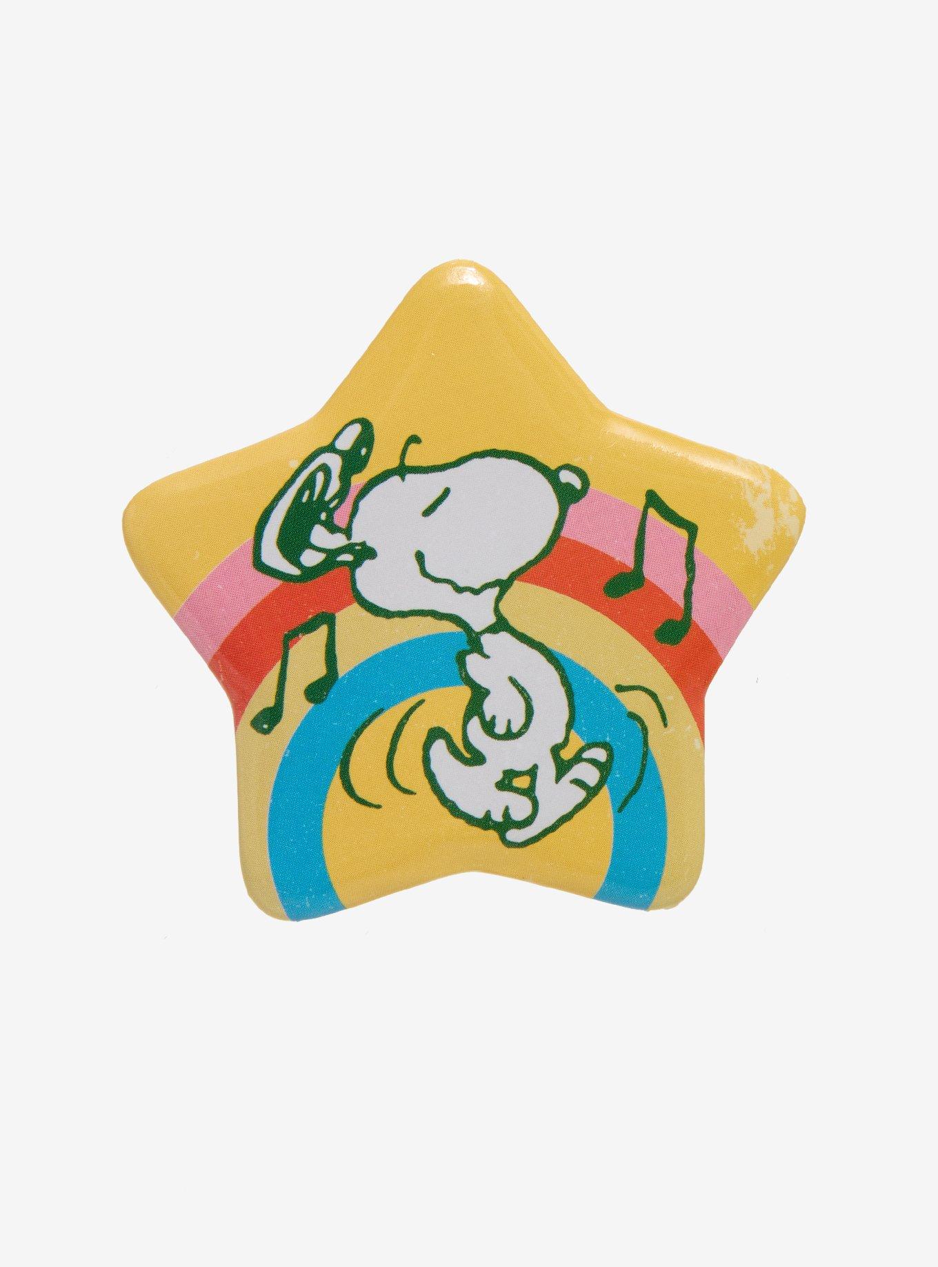 Peanuts Snoopy Dancing Rainbow Star Button Pin | BoxLunch