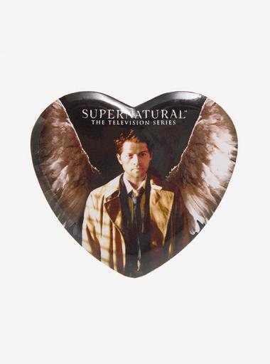 Supernatural Castiel Wings Heart Button Pin BoxLunch