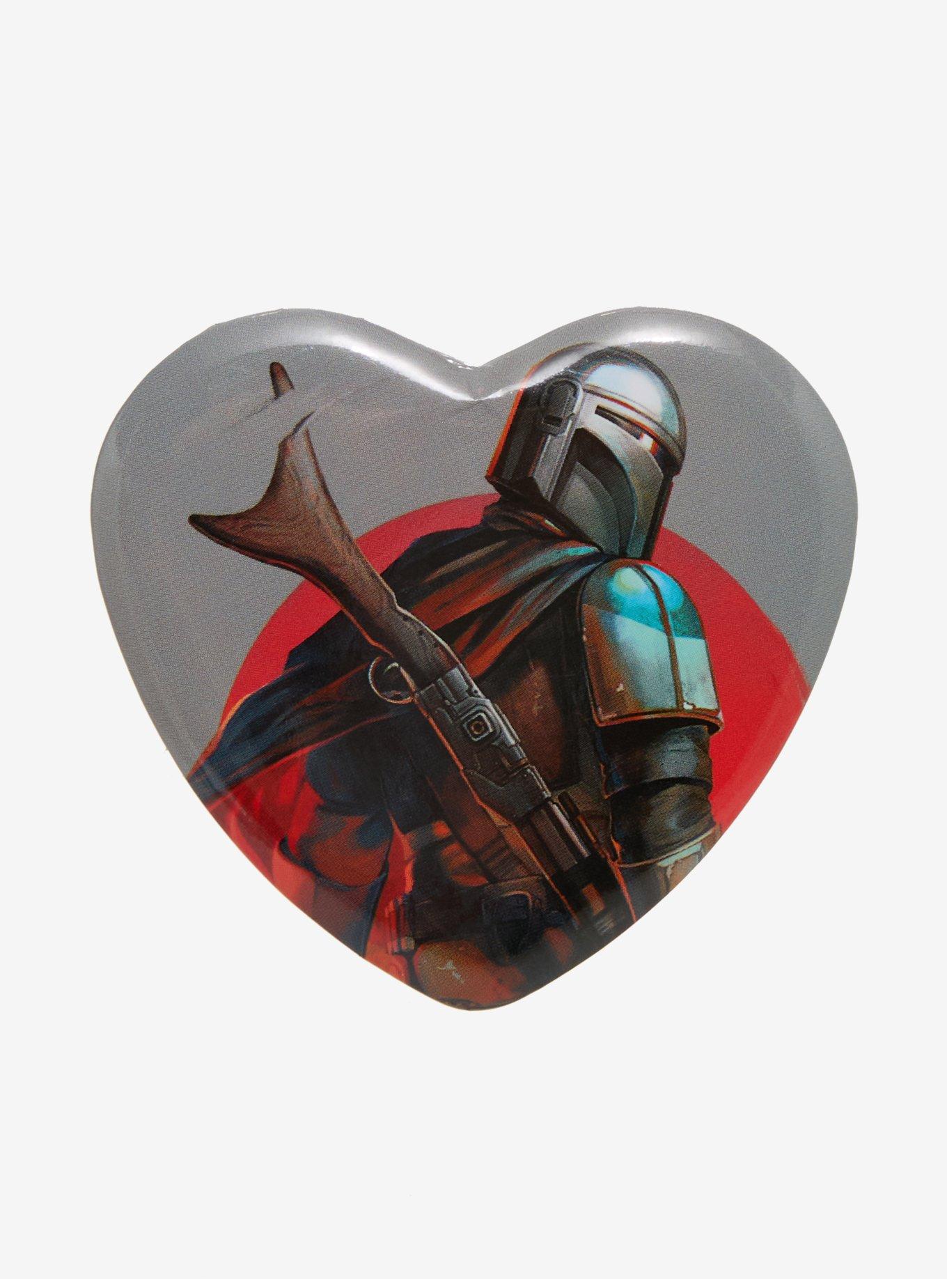 Star Wars The Mandalorian Portrait Heart Button Pin, , hi-res