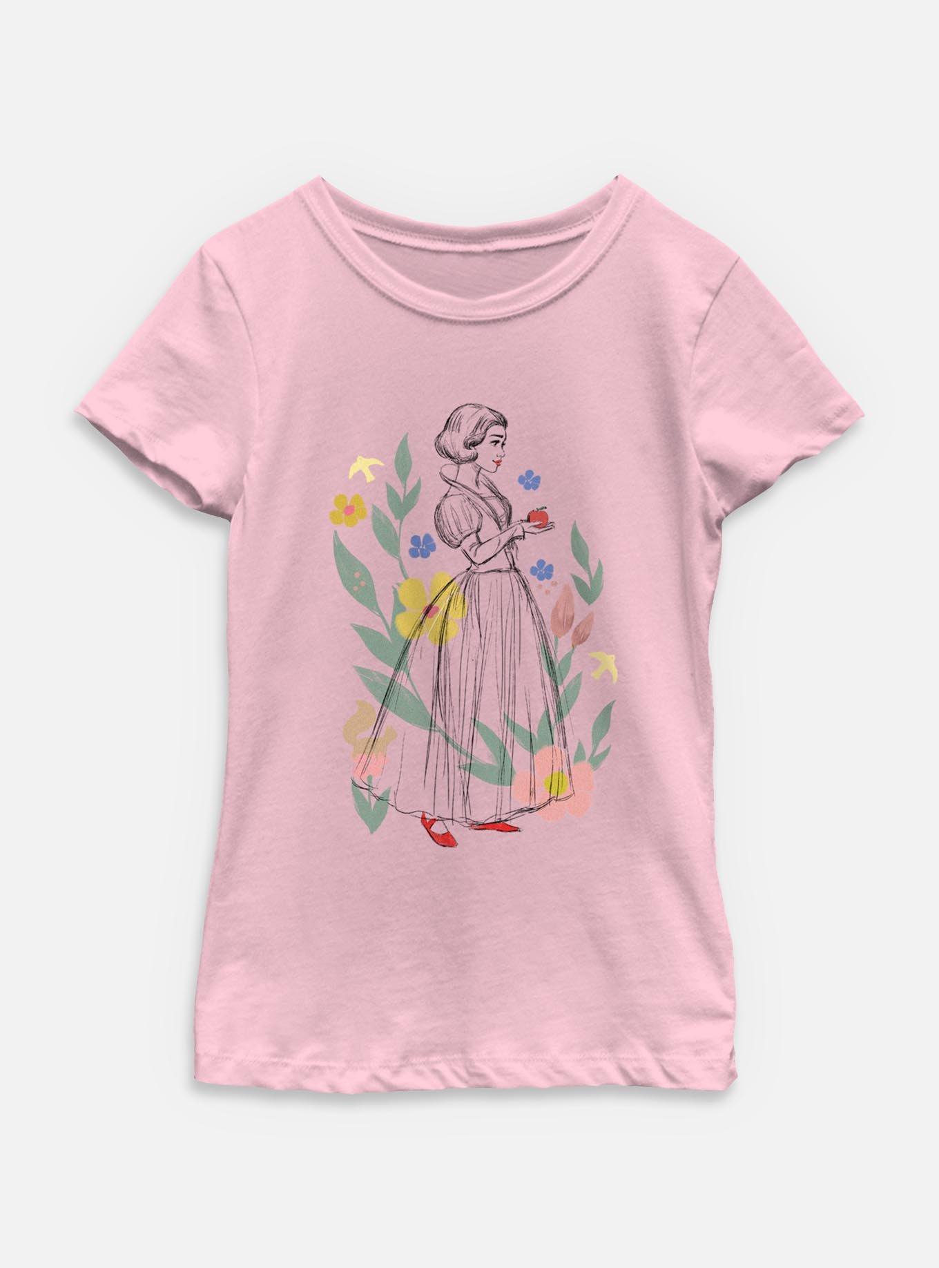 Disney Snow White Live Action Floral Sketch Youth Girls T-Shirt, , hi-res
