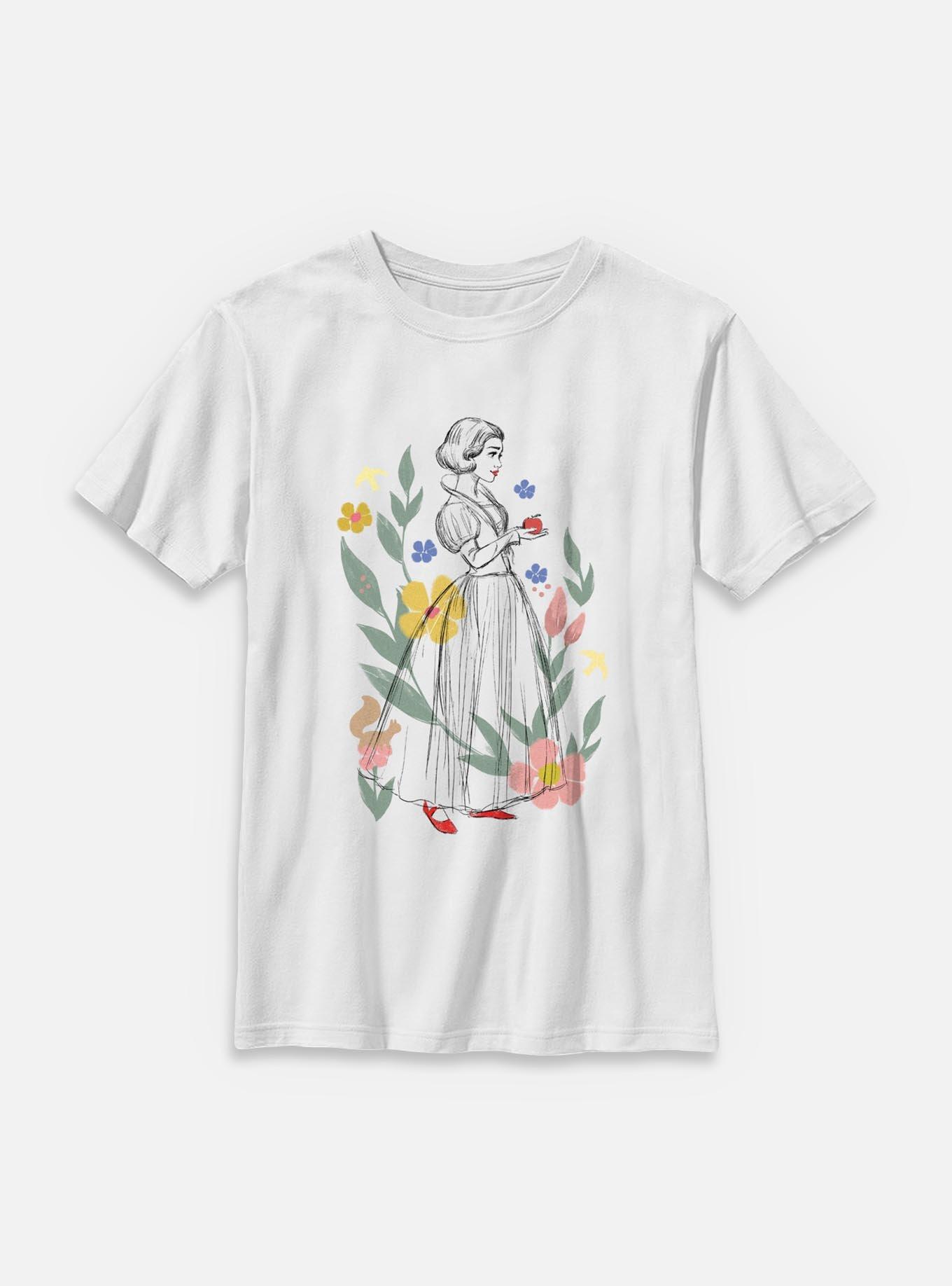 Disney Snow White Live Action Floral Sketch Youth T-Shirt, , hi-res