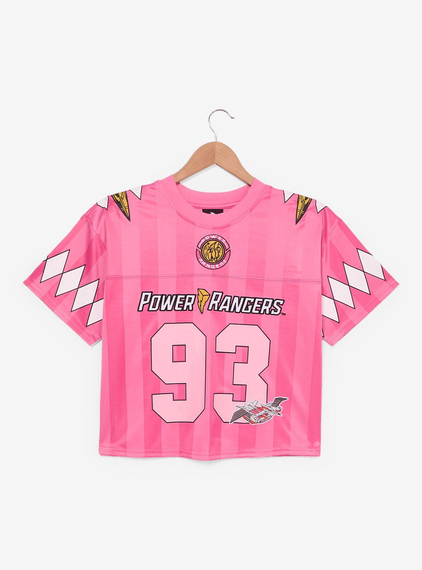 Mighty Morphin Power Rangers Pink Ranger Women's Cropped Football Jersey - BoxLunch Exclusive, , hi-res