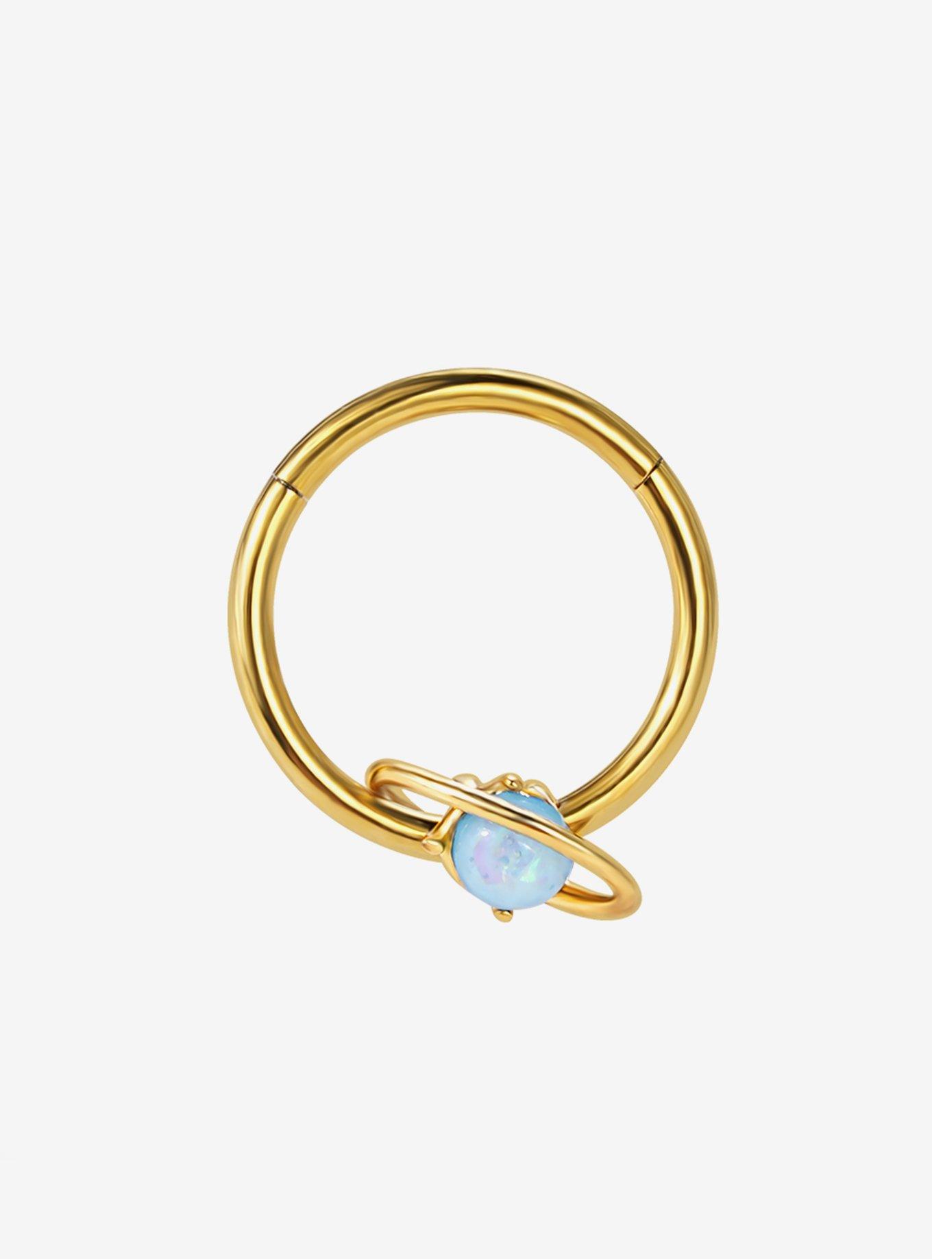 16G Steel Gold Opal Moon Hinged Clicker, MULTI, hi-res