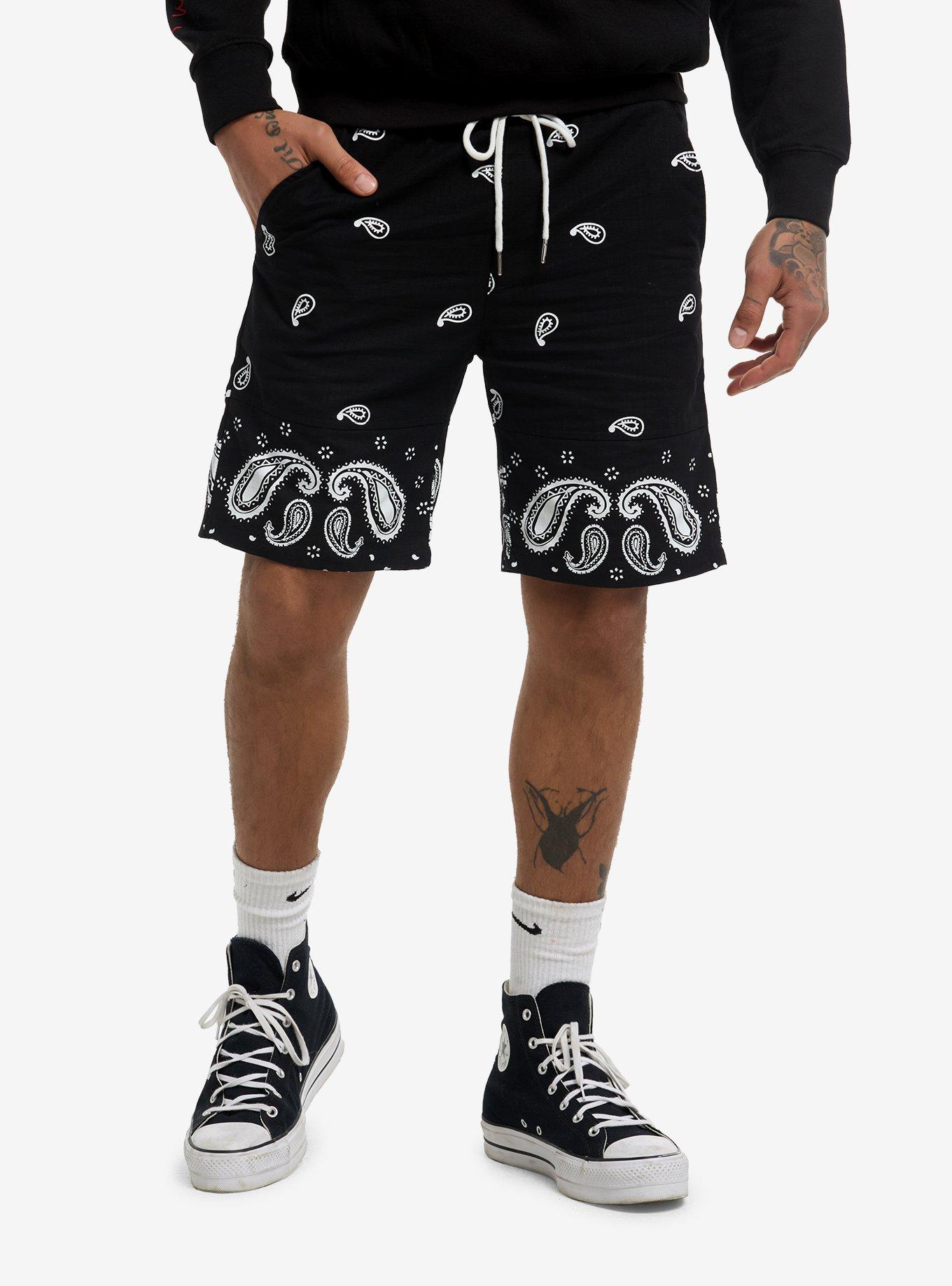 Black Bandana Shorts, , hi-res