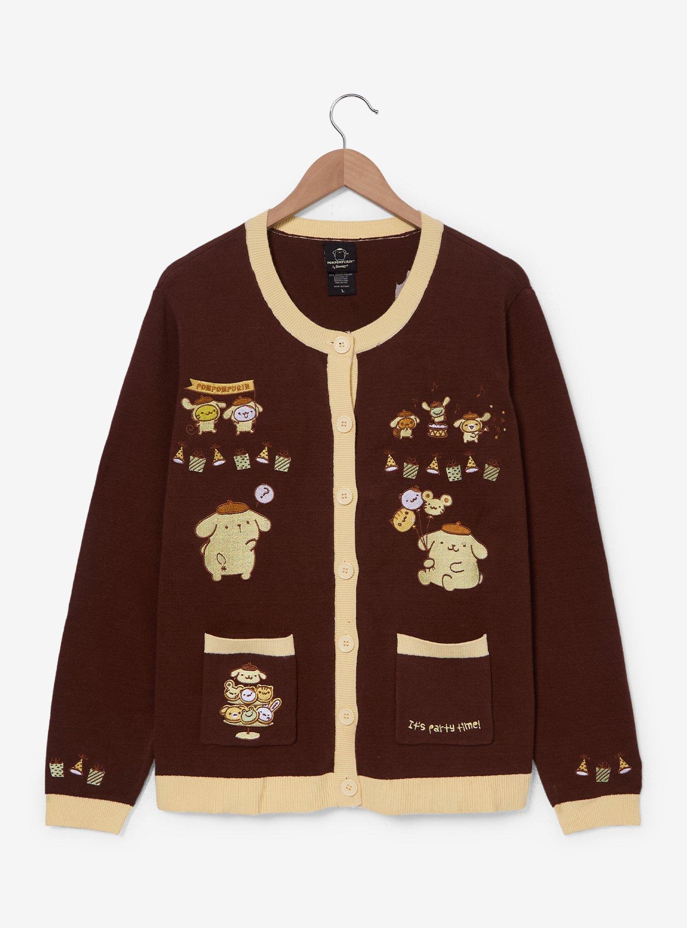 Sanrio Pompompurin Party Embroidered Women's Plus Size Cardigan - BoxLunch Exclusive, , hi-res