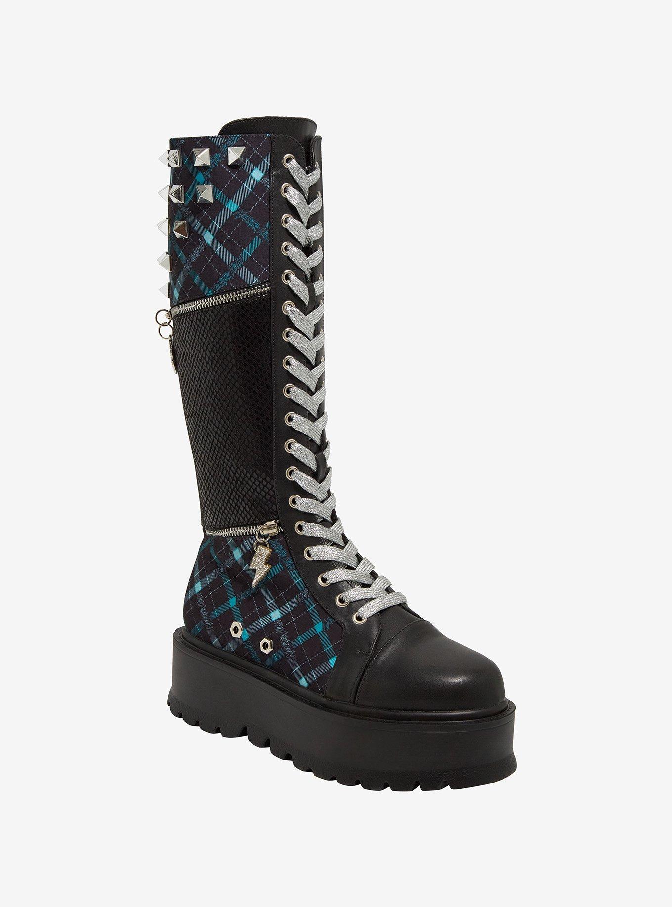 Koi X Monster High Frankie Stein Plaid Platform Boots, , hi-res
