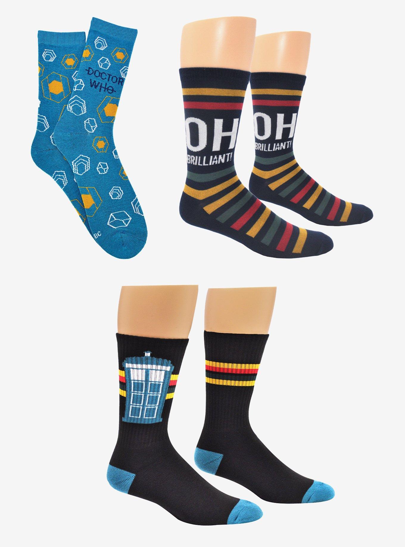 Doctor Who Crew 3-Pair Crew Socks, , hi-res