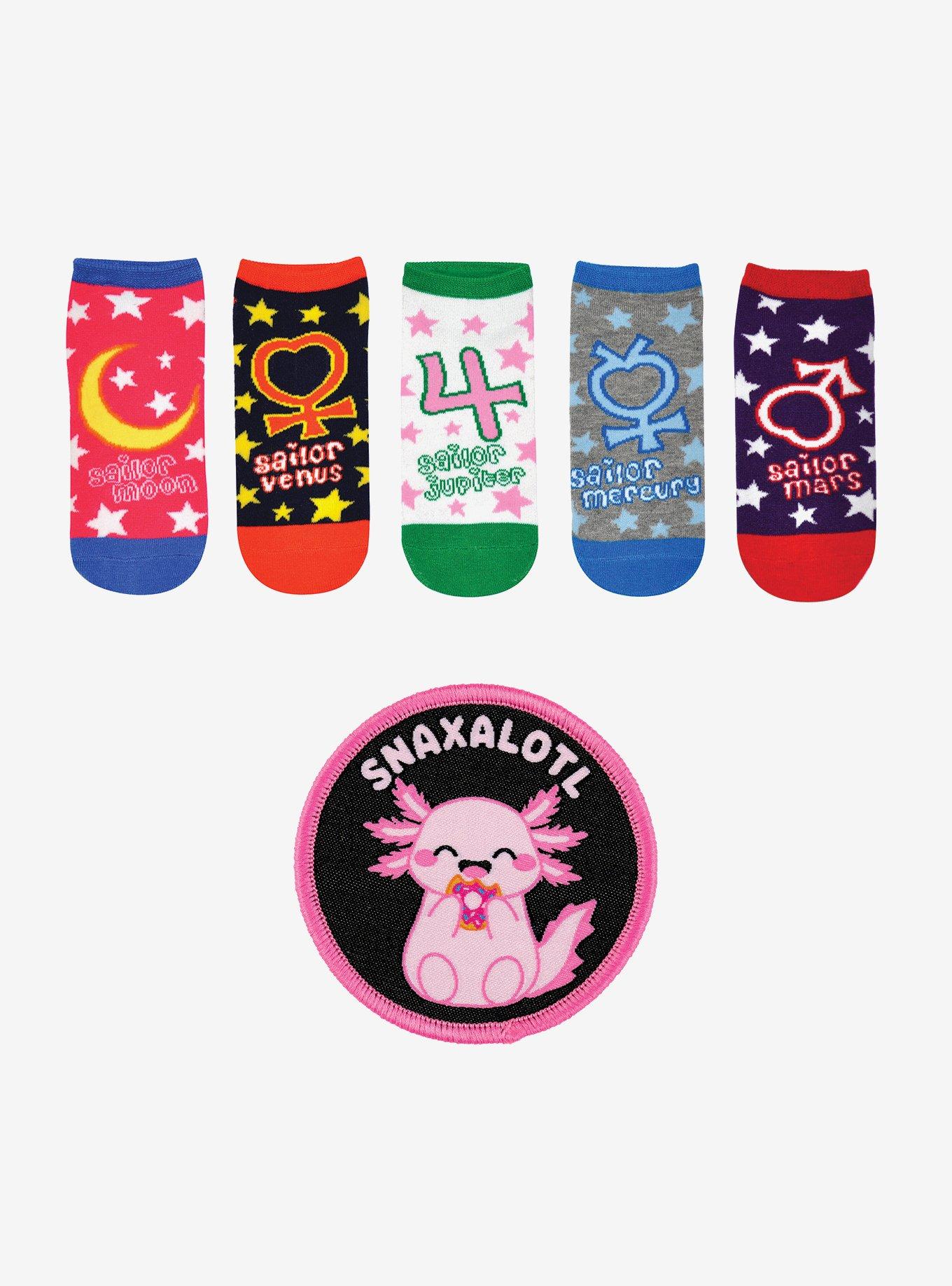 Sailor Moon Symbols 5-Pair Ankle Socks & Snaxalotl Patch, , hi-res