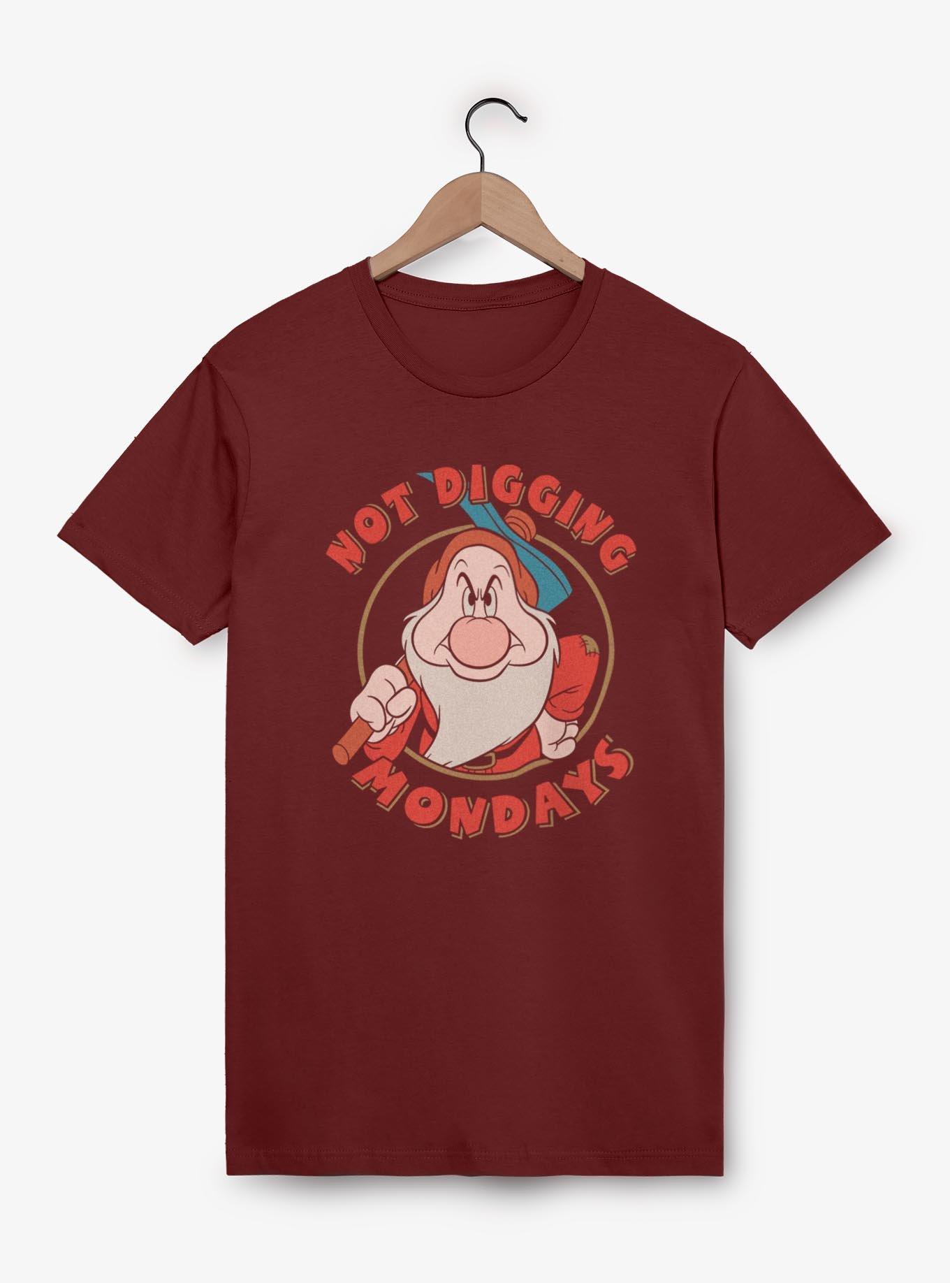 Disney Snow White and the Seven Dwarfs Not Digging Mondays Garment Dye T-Shirt, BRICK, hi-res