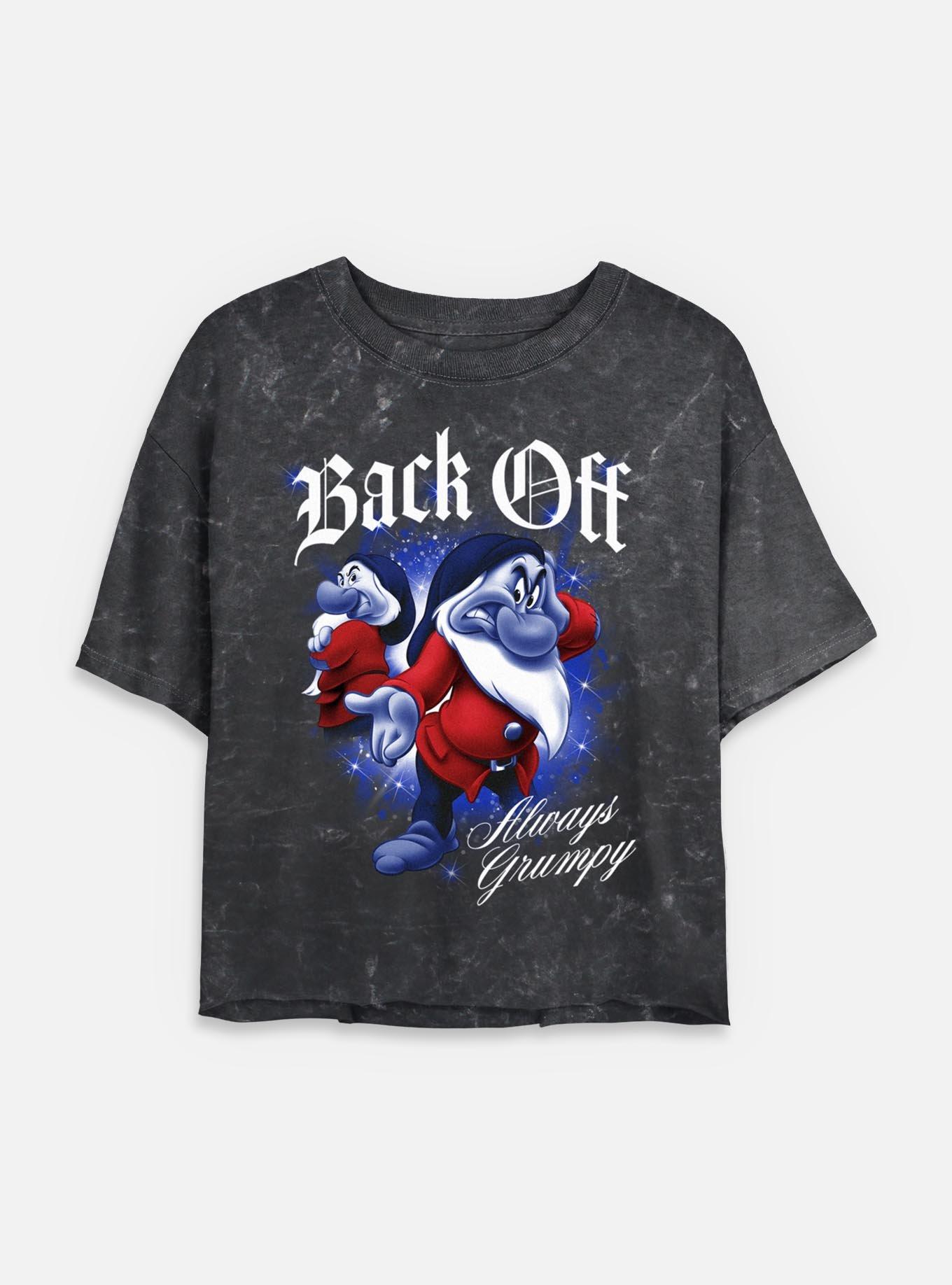 Disney Snow White and the Seven Dwarfs Back Off Always Grumpy Mineral Wash Womens Crop T-Shirt, , hi-res