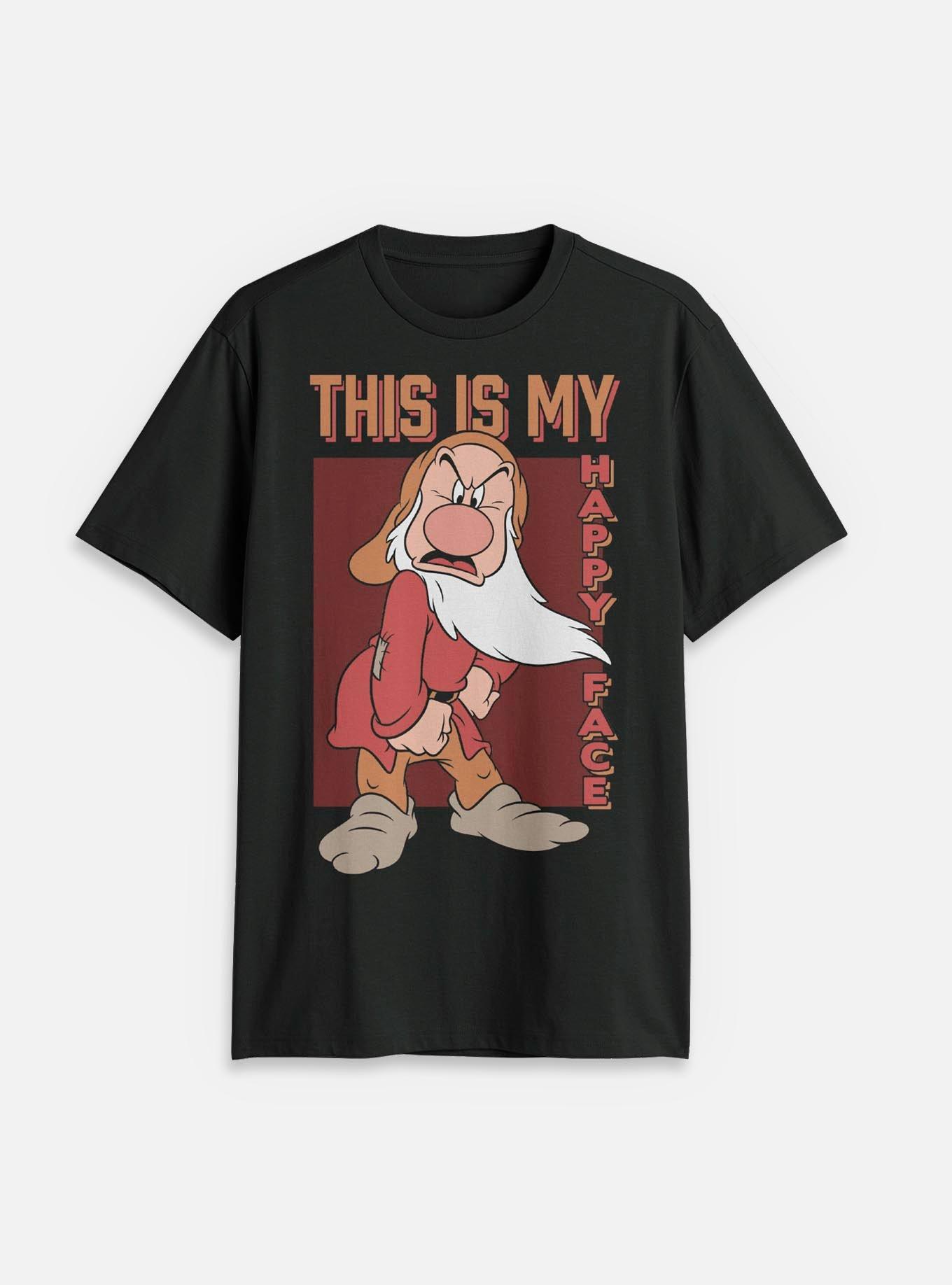 Disney Snow White and the Seven Dwarfs This Is My Happy Face T-Shirt, BLACK, hi-res