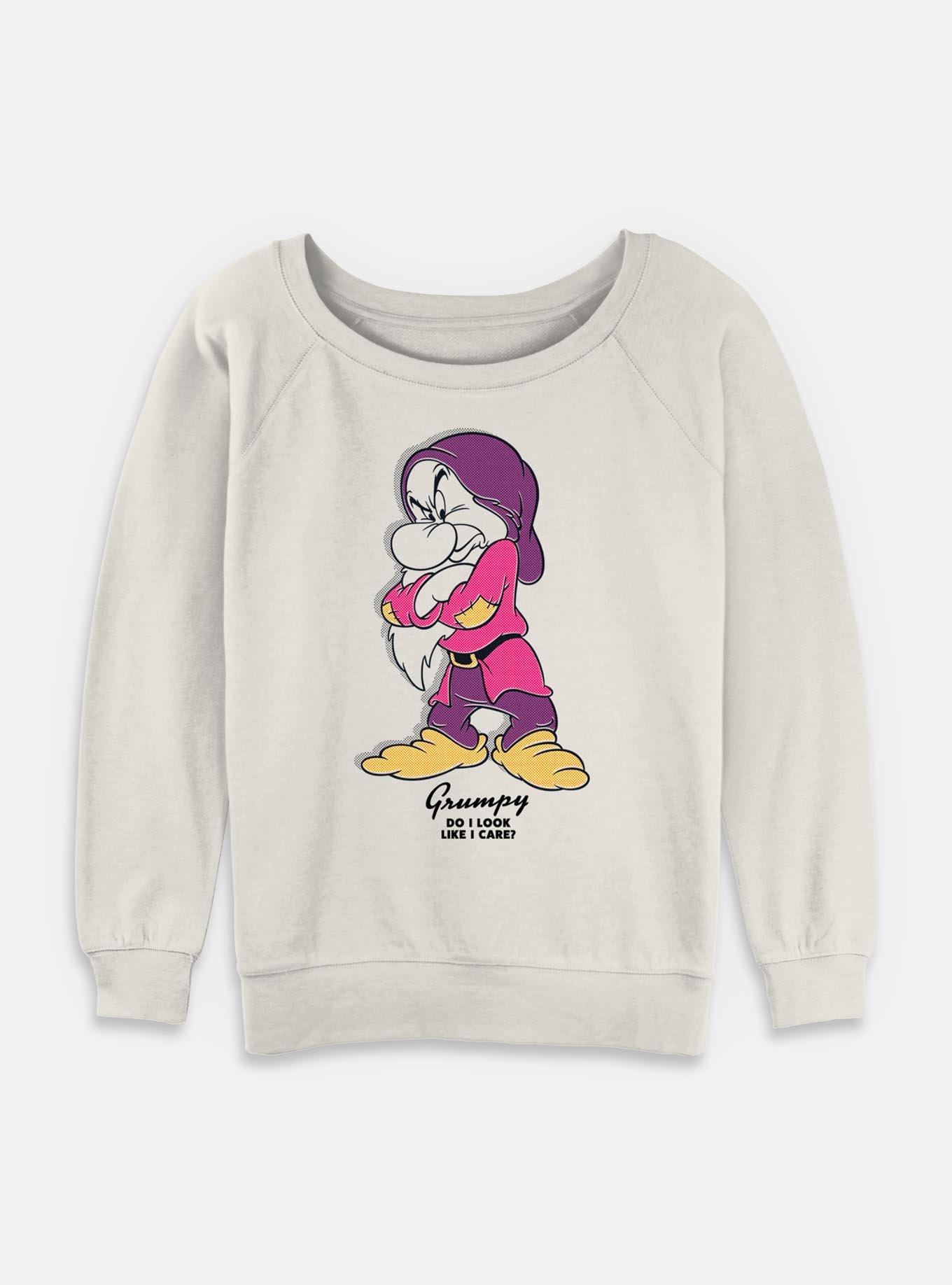 Disney Snow White and the Seven Dwarfs Grumpy Portrait Womens Slouchy Sweatshirt, EGRET, hi-res