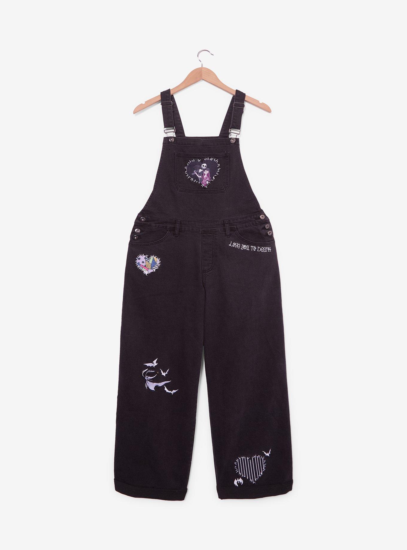 Disney The Nightmare Before Christmas Jack & Sally Patchwork Glow-in-the-Dark Women's Plus Size Overalls - BoxLunch Exclusive, , hi-res