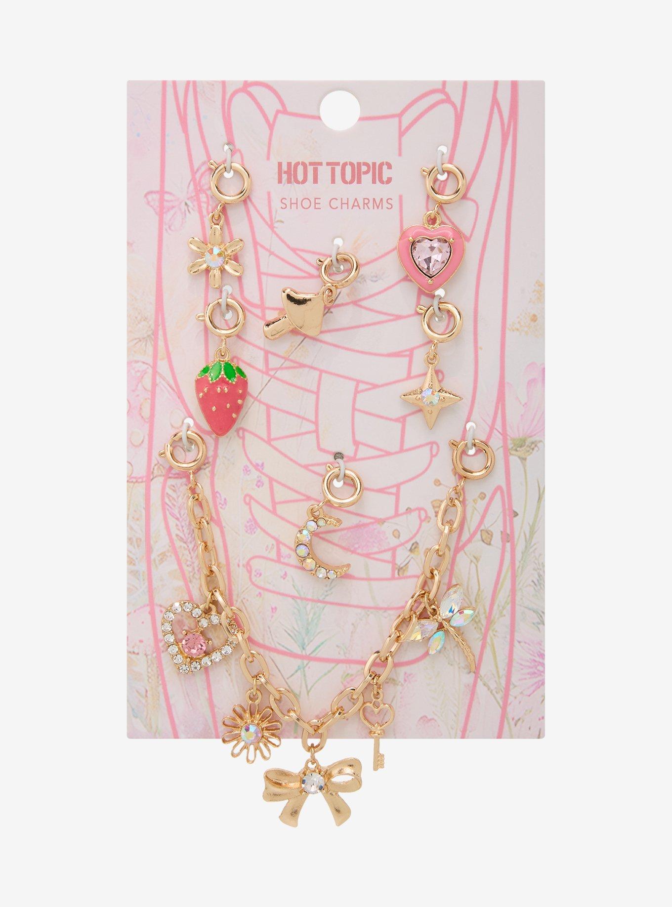 Bling Heart & Flower Shoe Charm Set, , hi-res