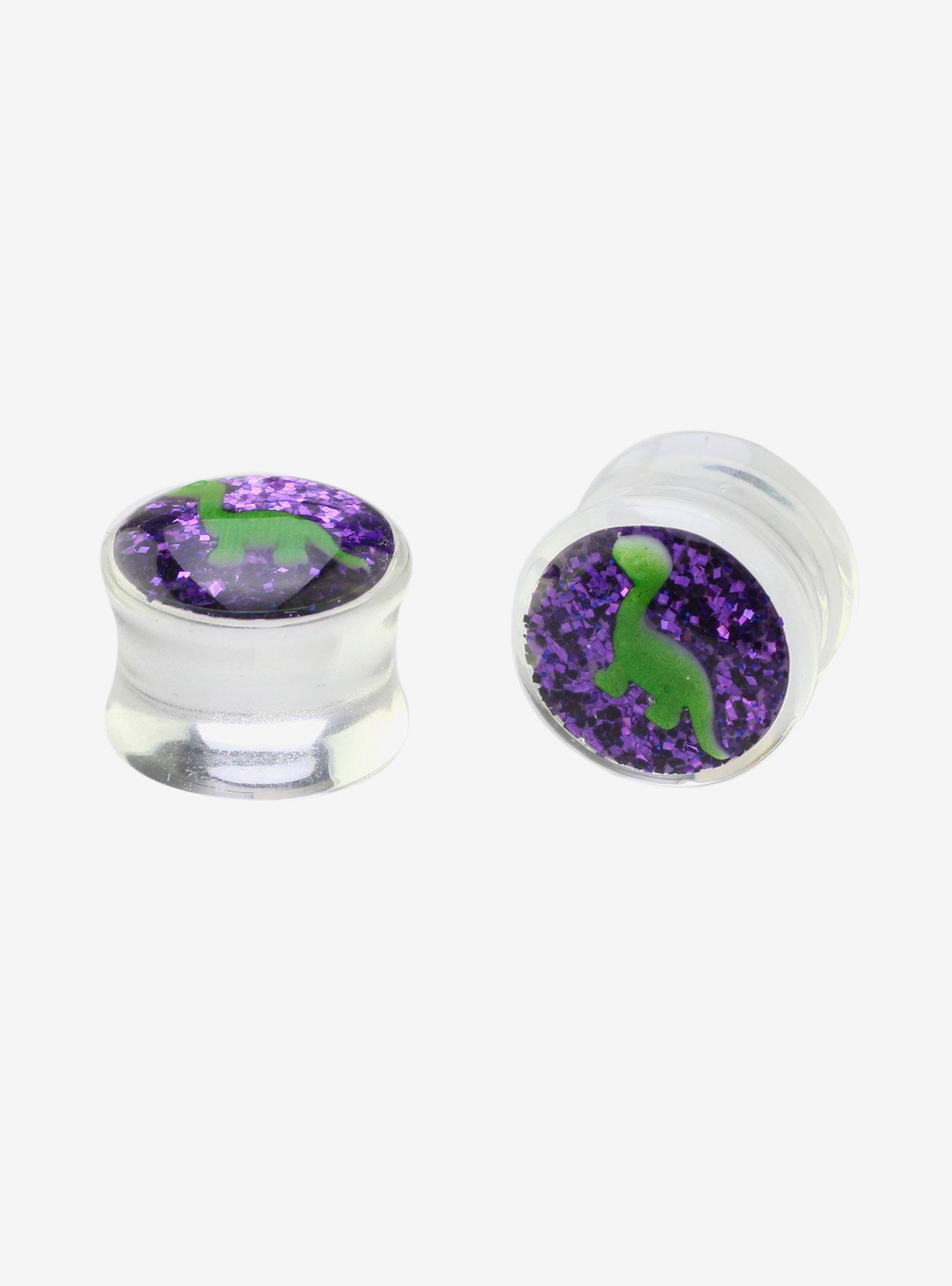 Acrylic Glitter Dinosaur Plug 2 Pack, MULTI, hi-res