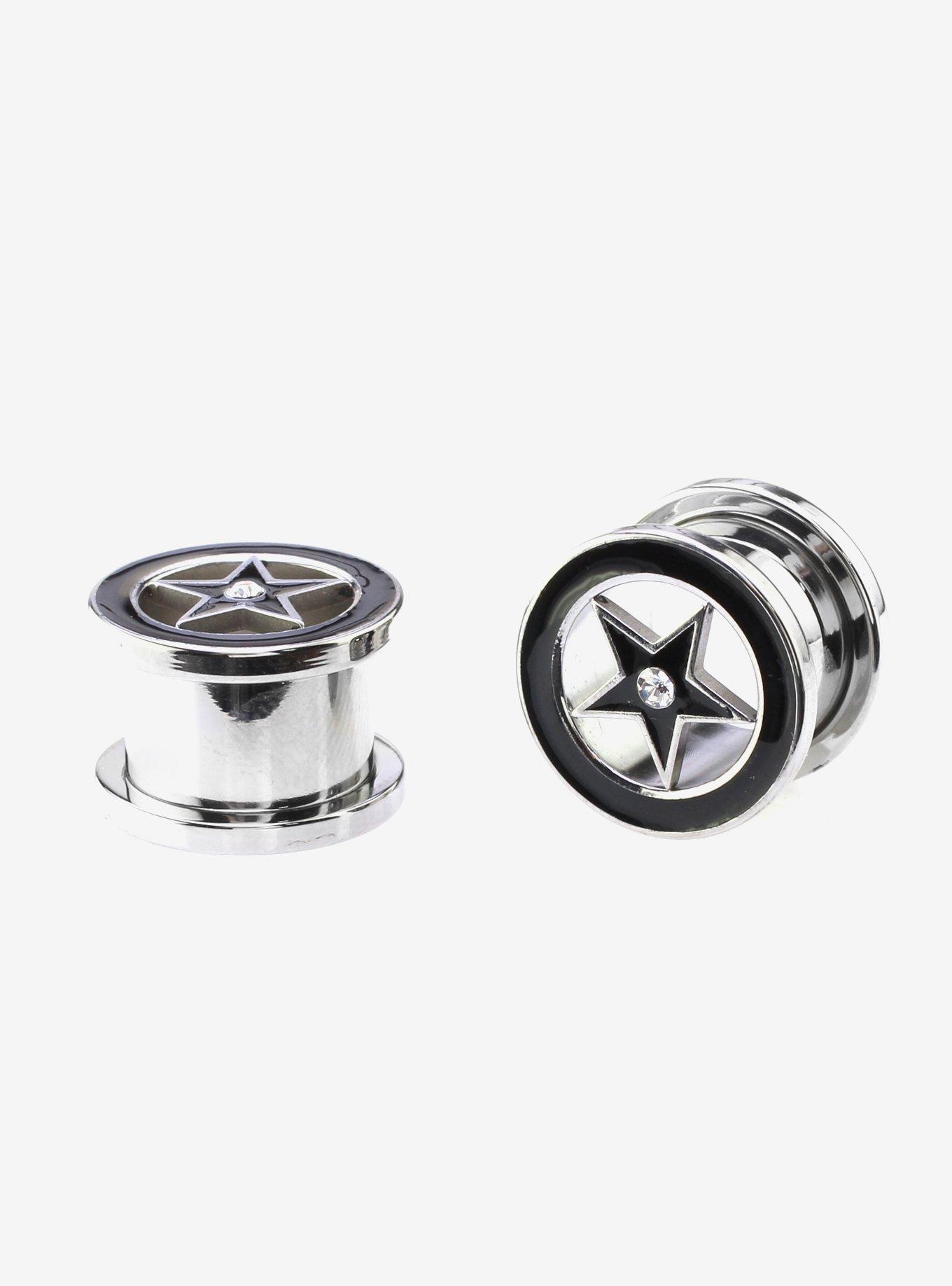 Steel Star CZ Eyelet Plug 2 Pack, MULTI, hi-res