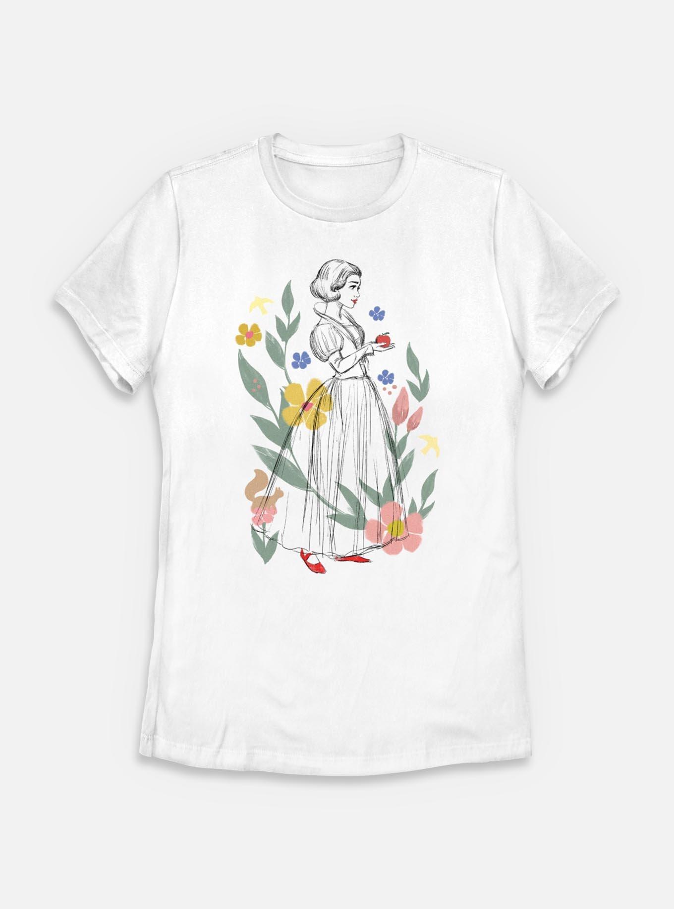 Disney Snow White Live Action Floral Sketch Womens T-Shirt, , hi-res