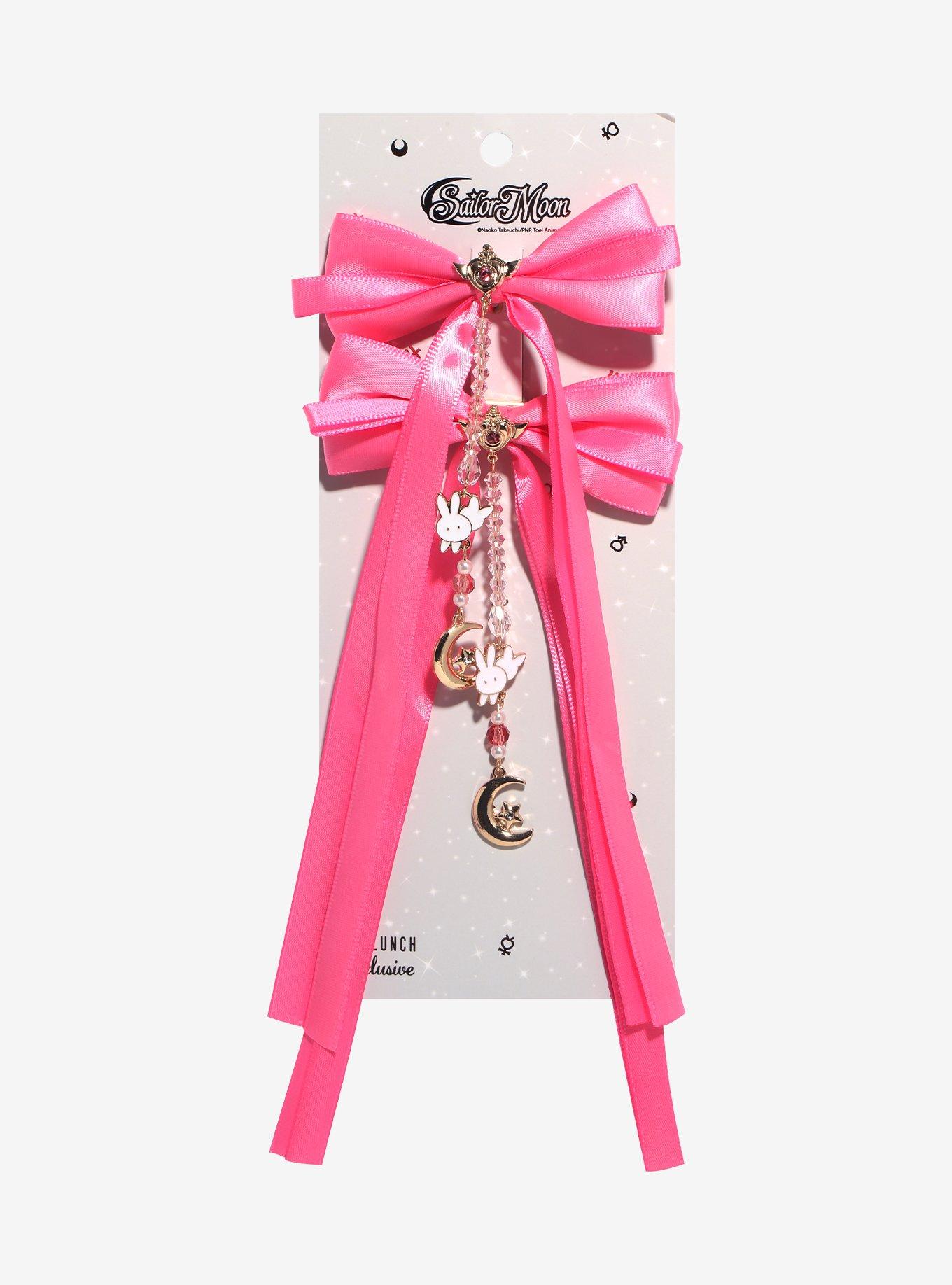 Sailor Moon Ribbon Bow Charm Hair Clips - BoxLunch Exclusive, , hi-res