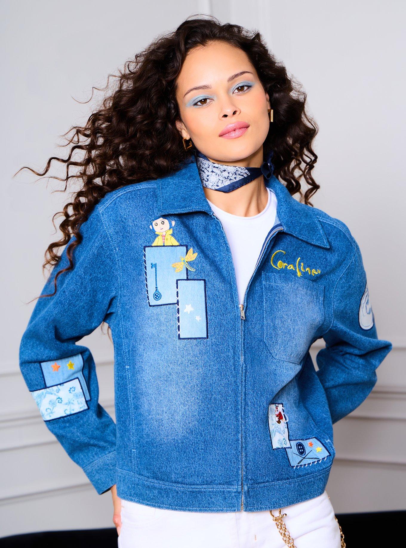 Coraline Icons Patches Women's Denim Jacket - BoxLunch Exclusive, , hi-res