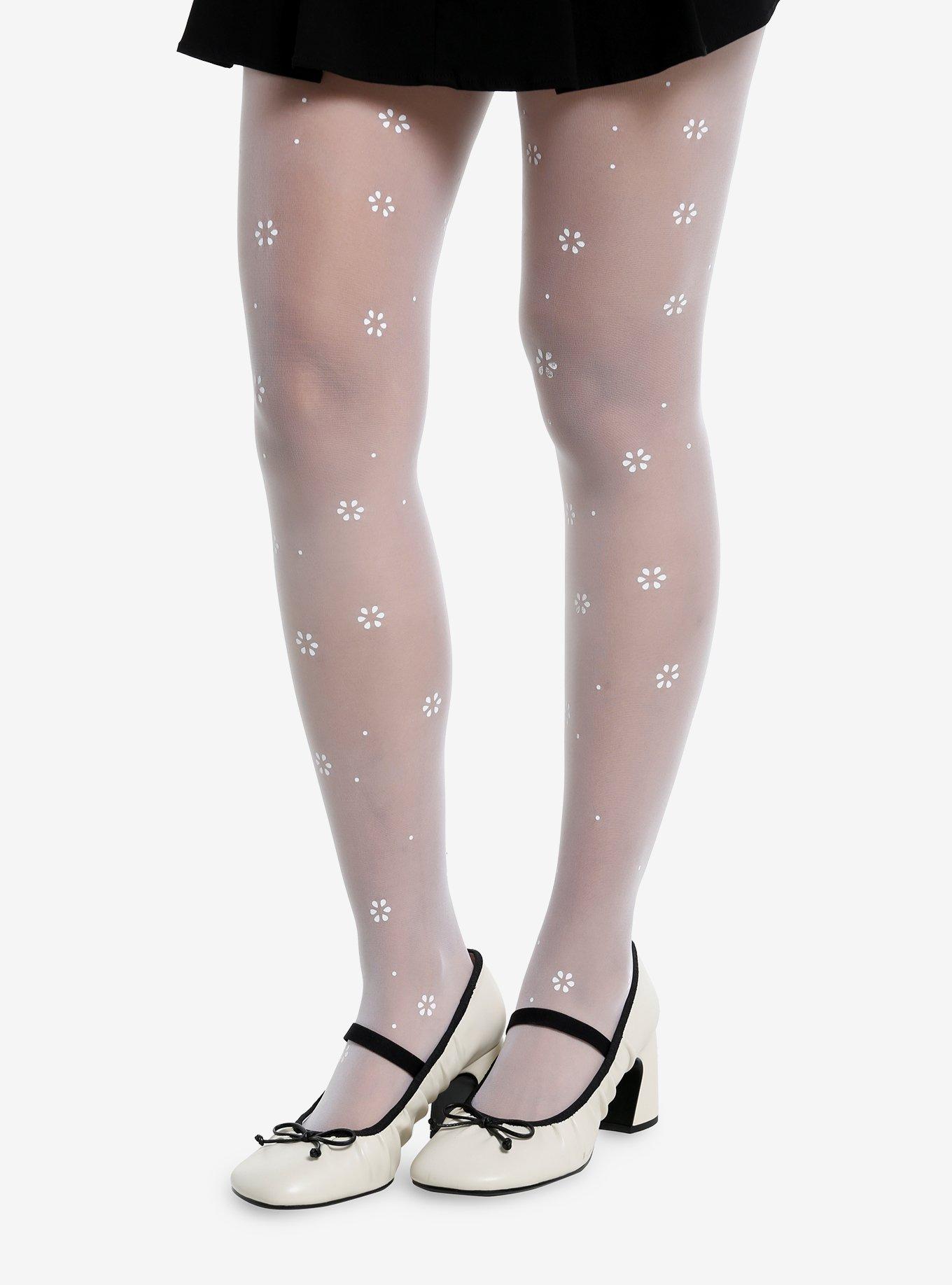 White Daisy Sheer Tights, , hi-res