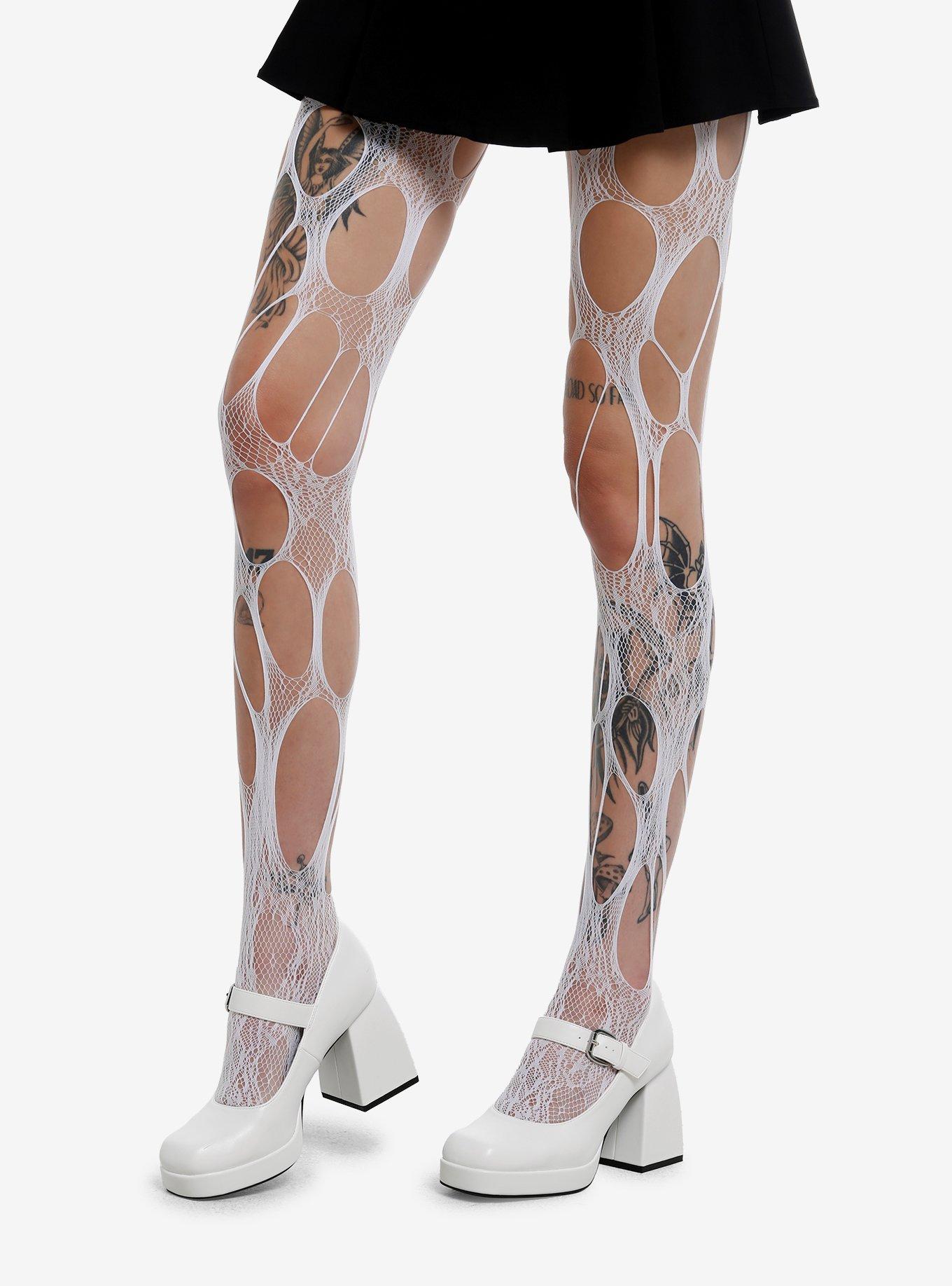 Black Multi-Hole Fishnet Tights, , hi-res